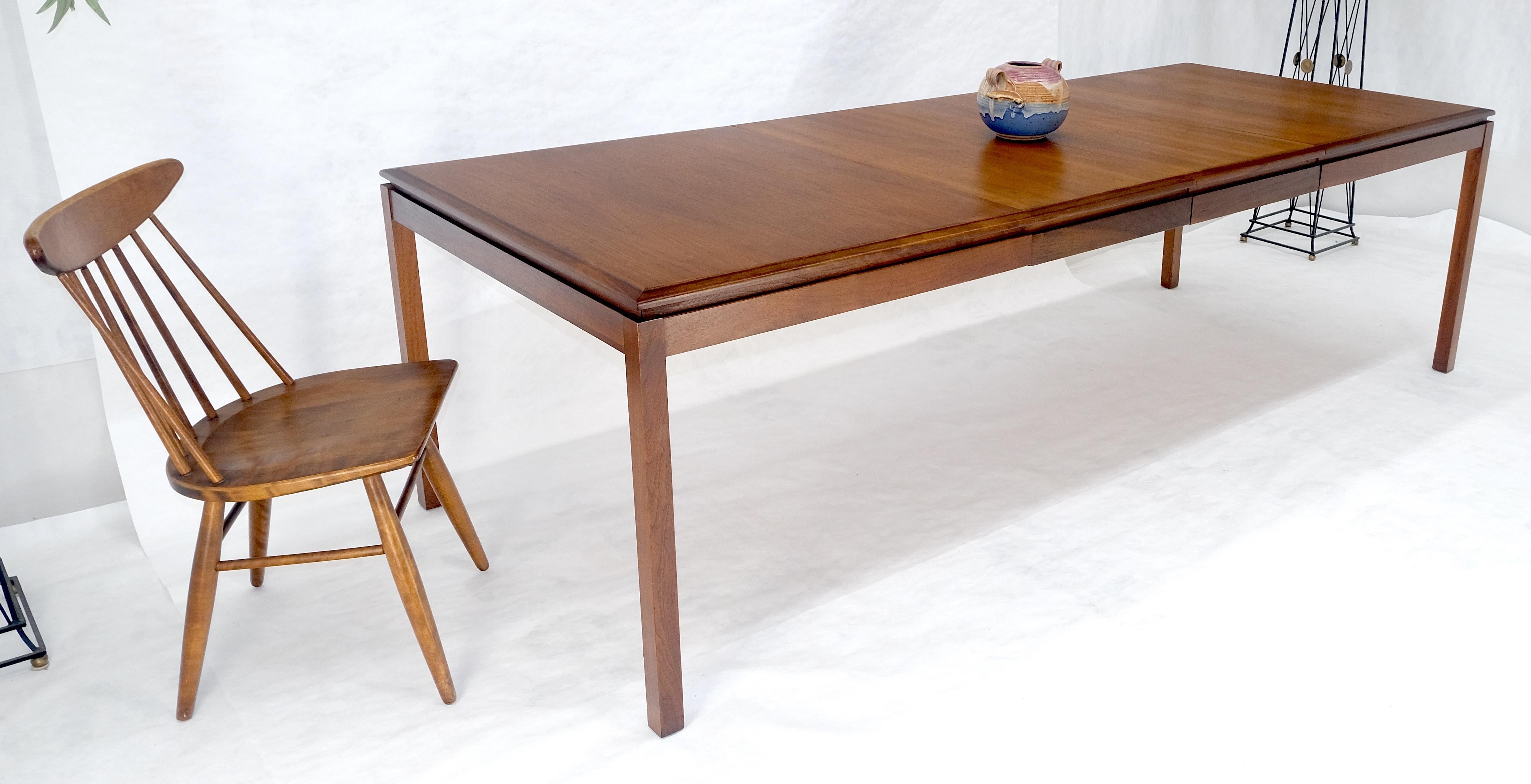 Danish Mid Century Modern Rectangle Walnut Dining Table w 2x18