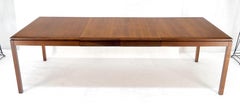 Danish Mid Century Modern Rectangle Walnut Dining Table w 2x18" Leaves MINT