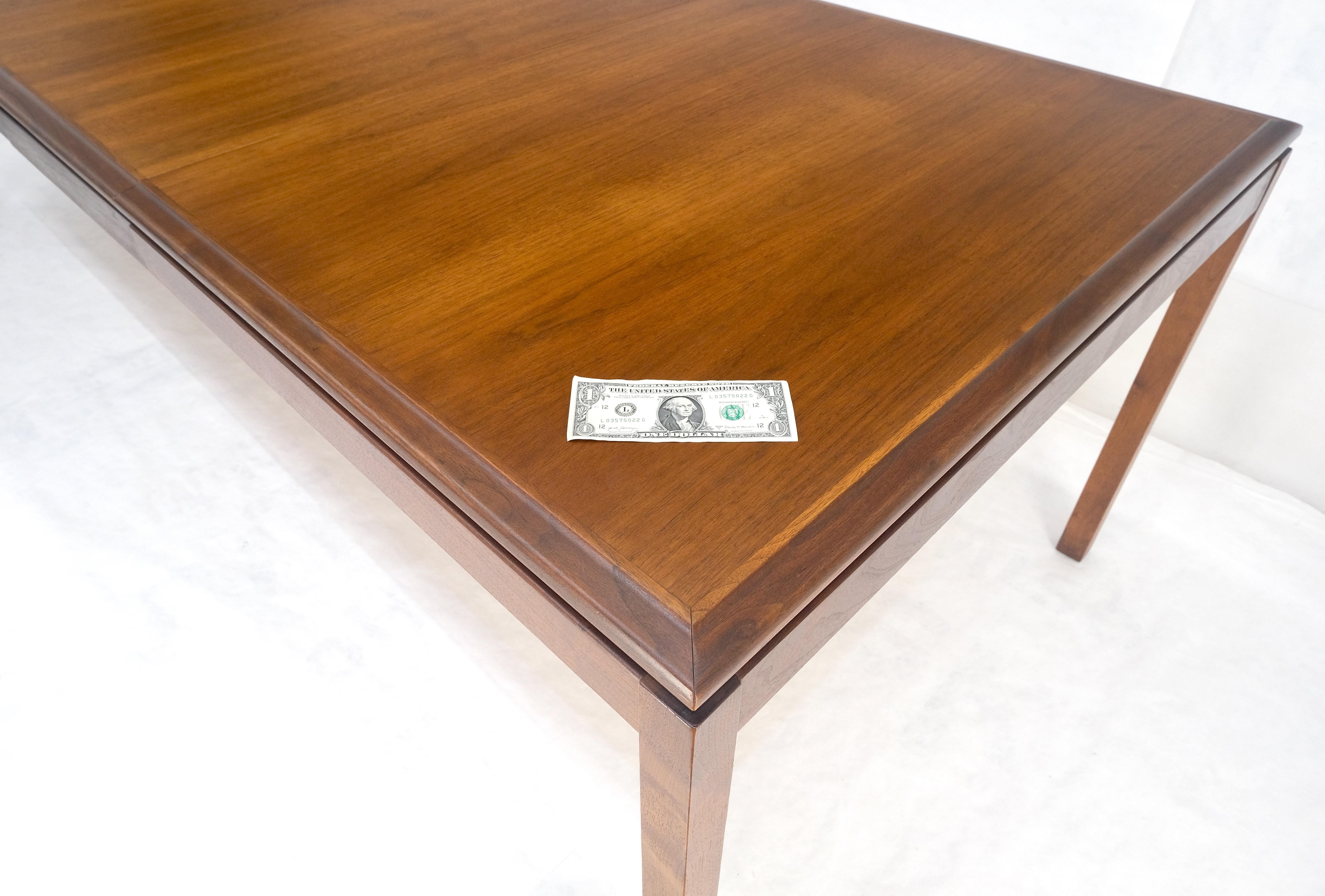 Lacquered Danish Mid Century Modern Rectangle Walnut Dining Table w 2x18