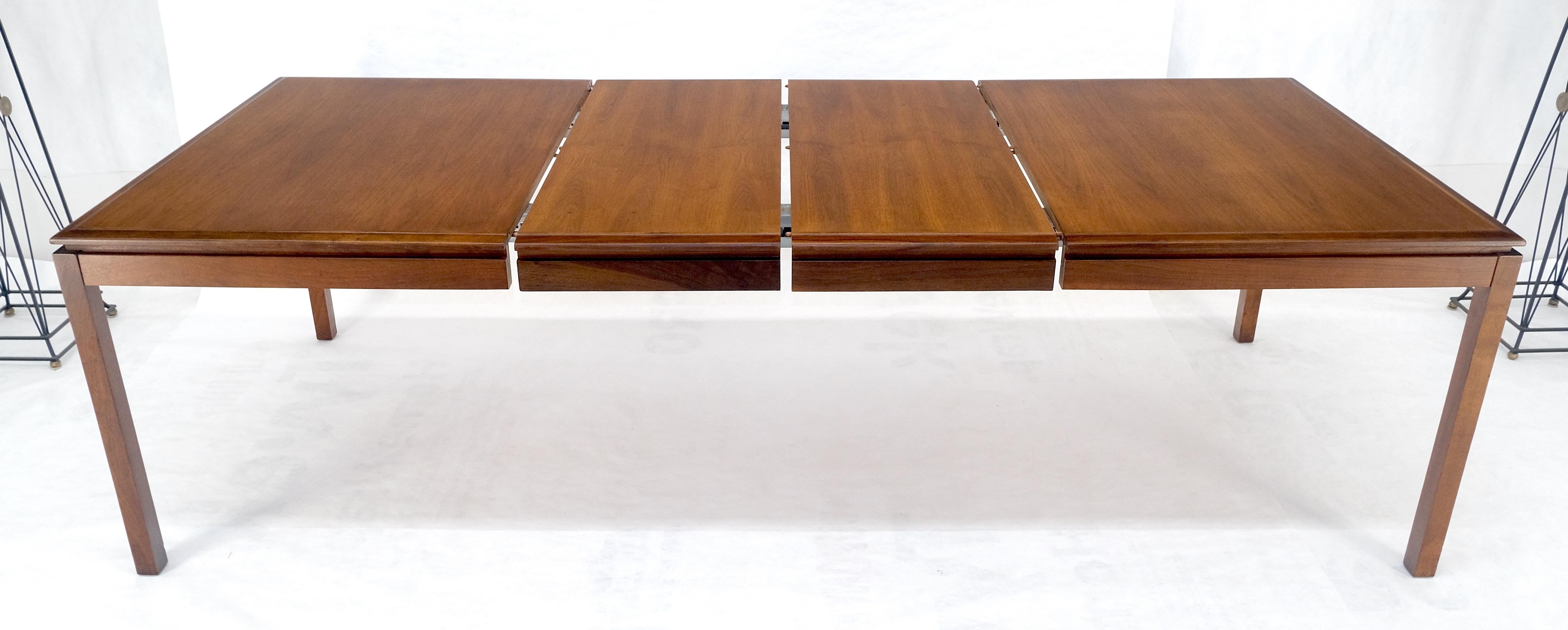 20th Century Danish Mid Century Modern Rectangle Walnut Dining Table w 2x18