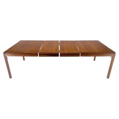Danish Mid Century Modern Rectangle Walnut Dining Table w 2x18" Leaves MINT