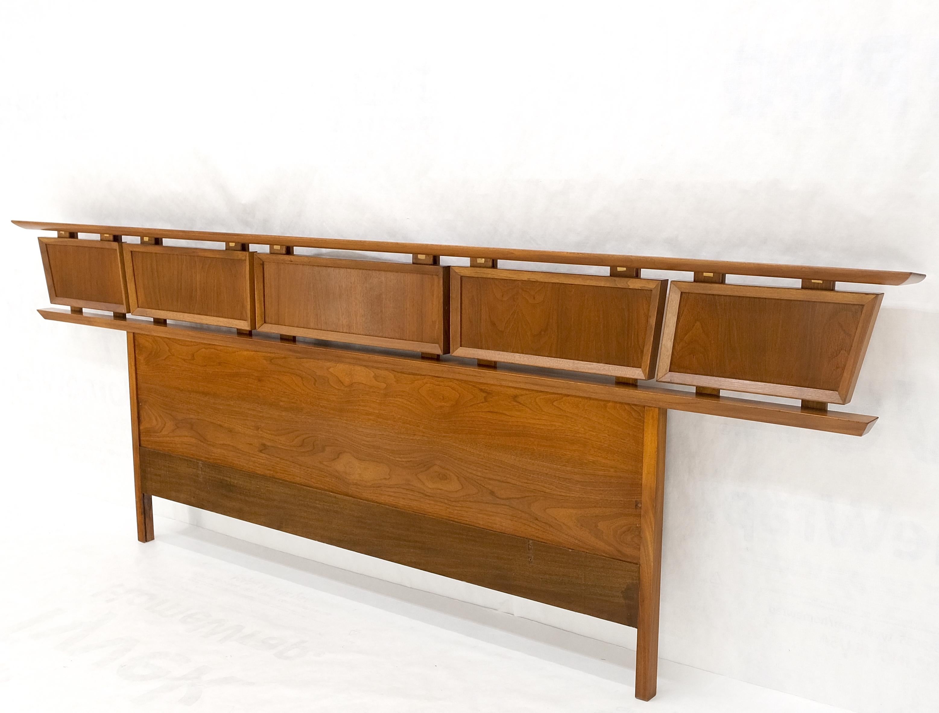 Danish Mid Century Modern Reversible Panels Walnut Cane King Size Headboard Bed  For Sale 7