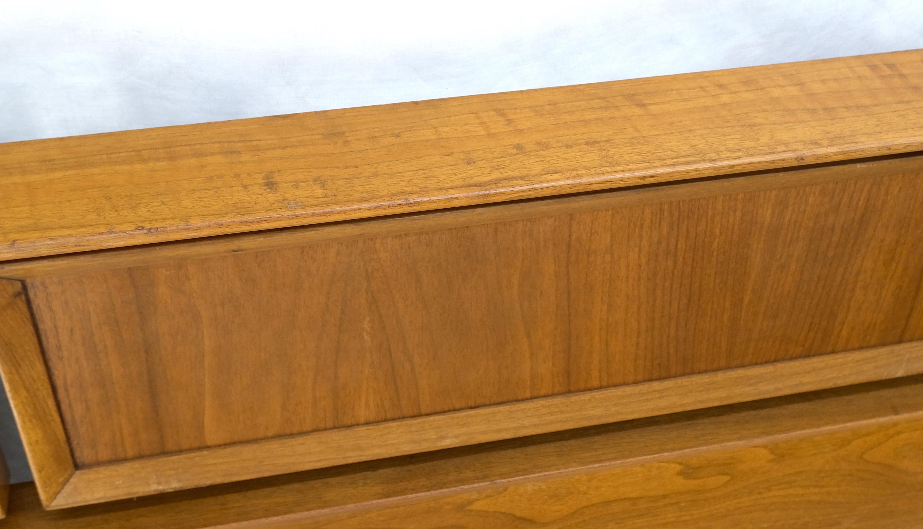 Danish Mid Century Modern Reversible Panels Walnut Cane King Size Headboard Bed  For Sale 1