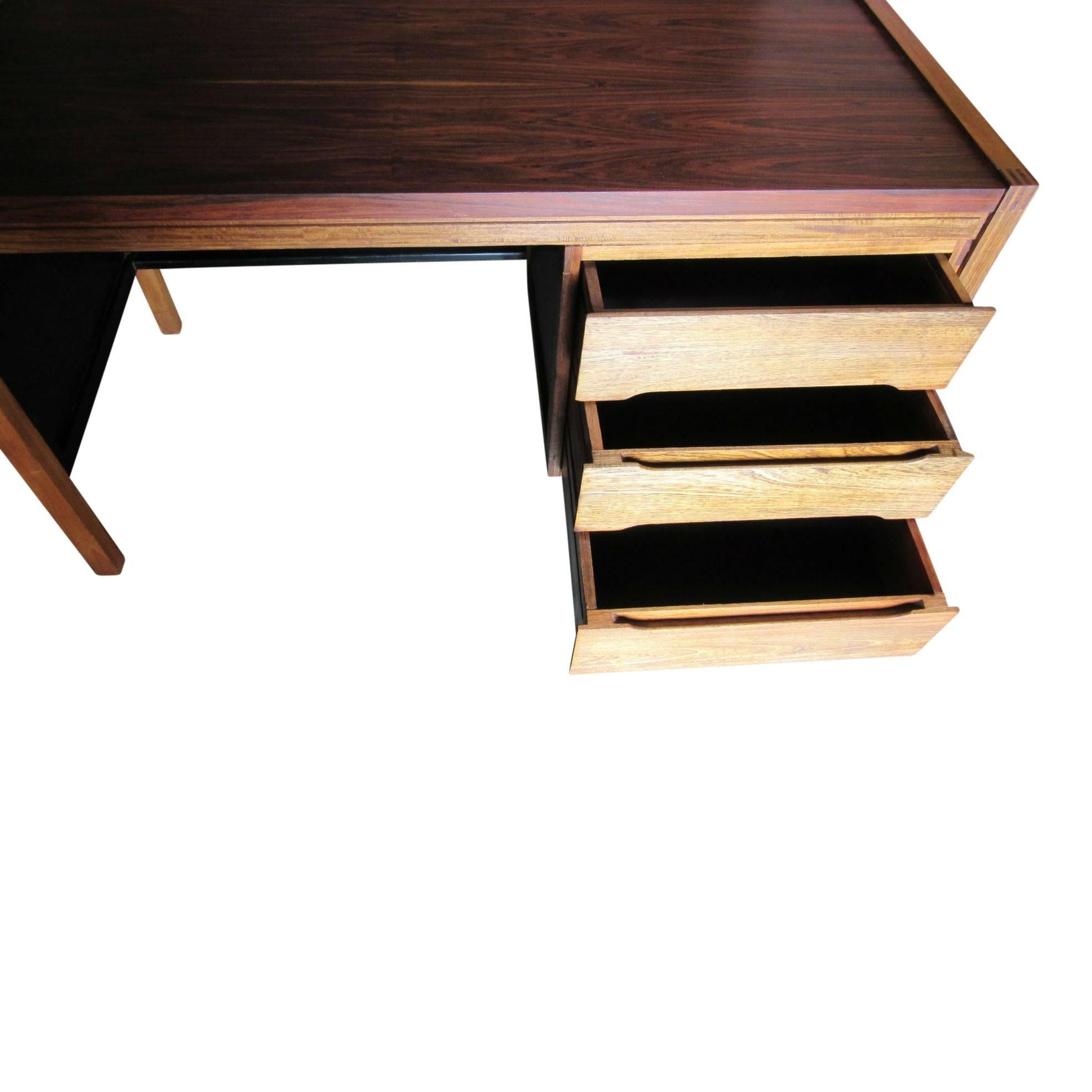 1960s Jacaranda Rosewood & Teak Desk Mid-Century Modern Columbia South America For Sale 2