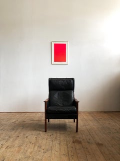 Danish Mid-Century Modern Rosewood and Black Leather Lounge Chair