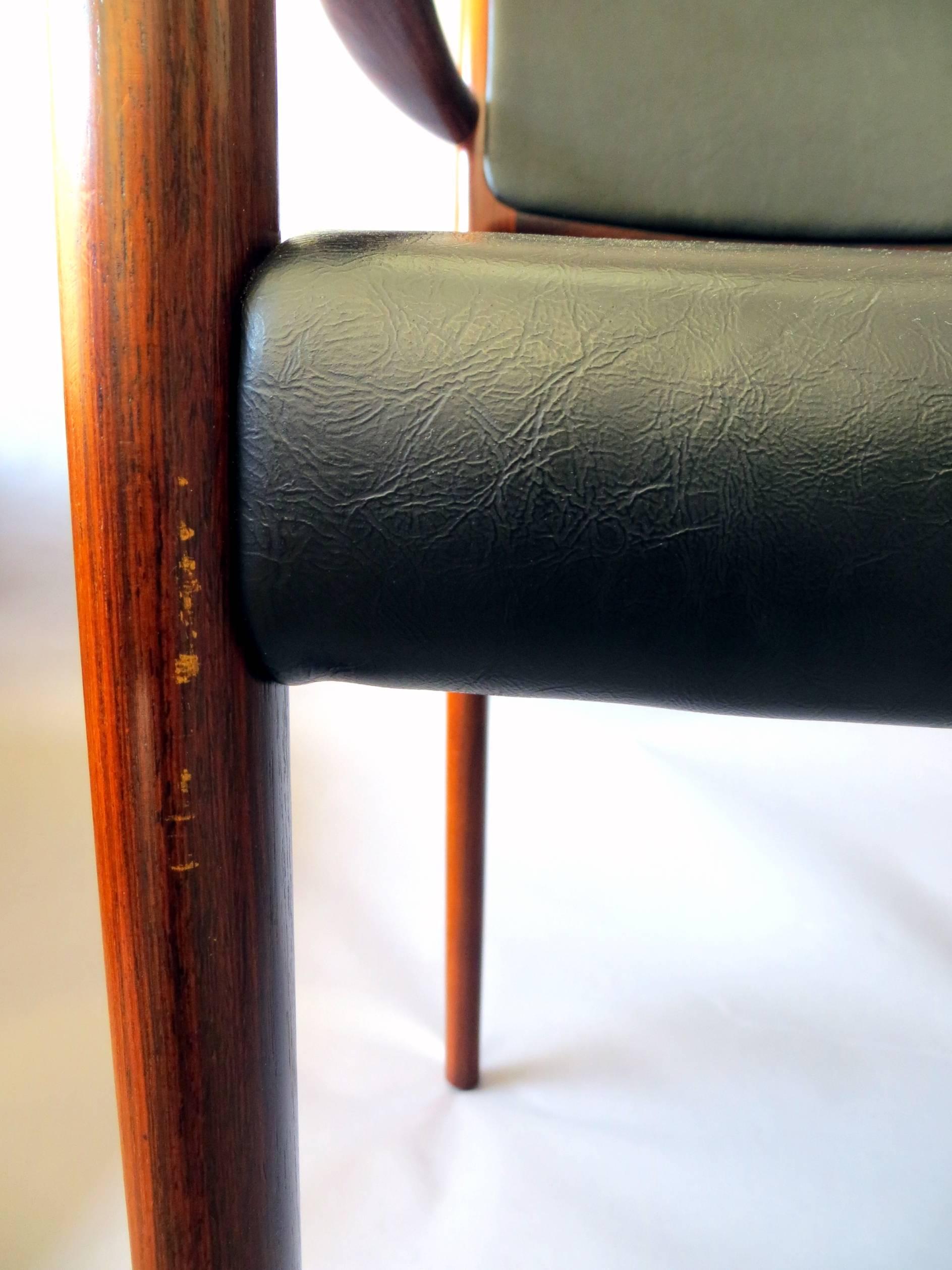 Danish Mid-Century Modern Rosewood and Leather Dining Chairs, Set of Two, 1960s im Angebot 10
