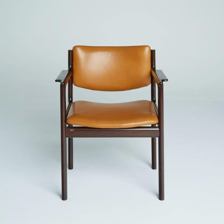 Danish Mid-Century Modern Rosewood Armchairs, circa 1960, Signed In Good Condition In Los Angeles, CA