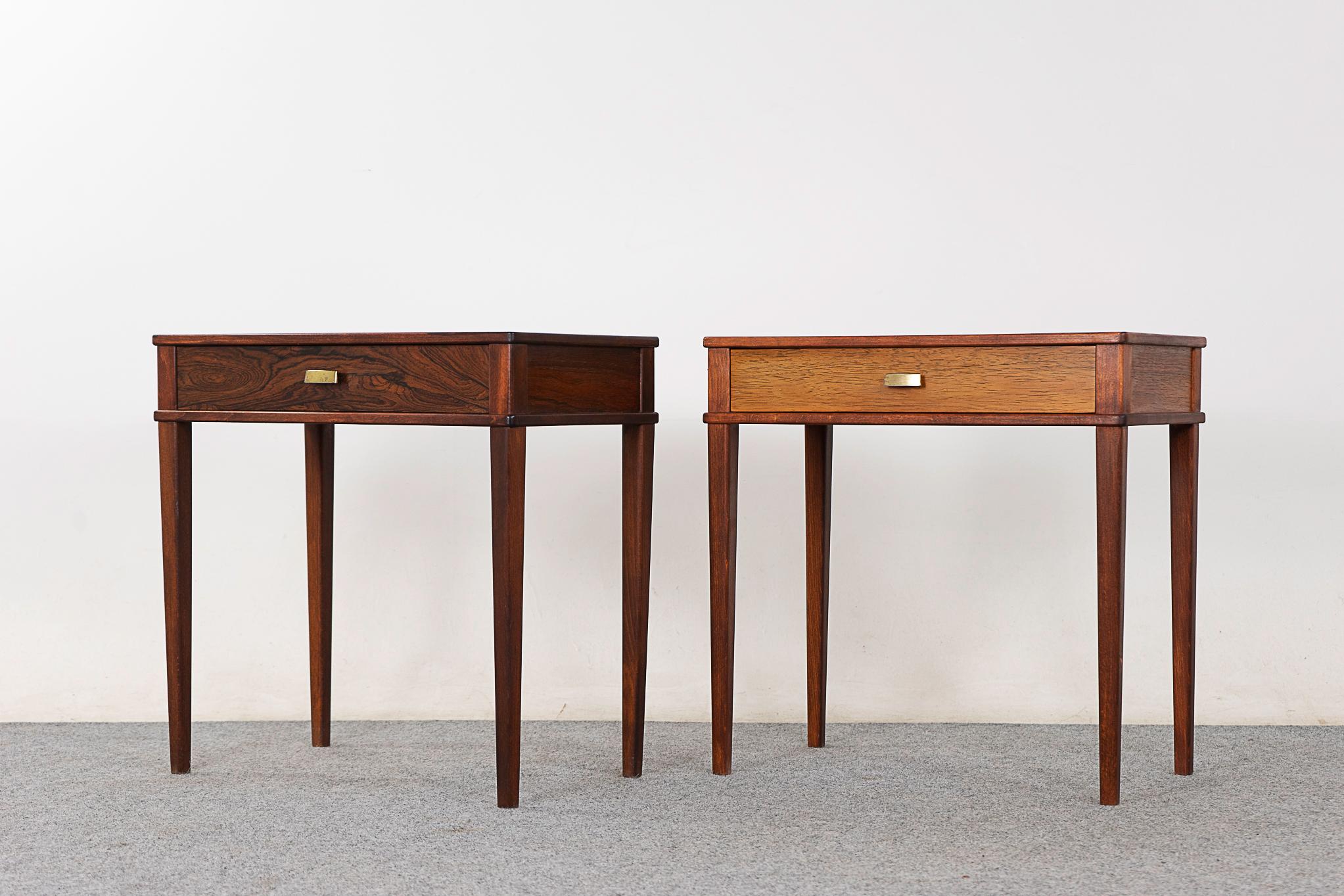 Danish Mid-Century Modern Rosewood Bedside Pair In Good Condition For Sale In VANCOUVER, CA