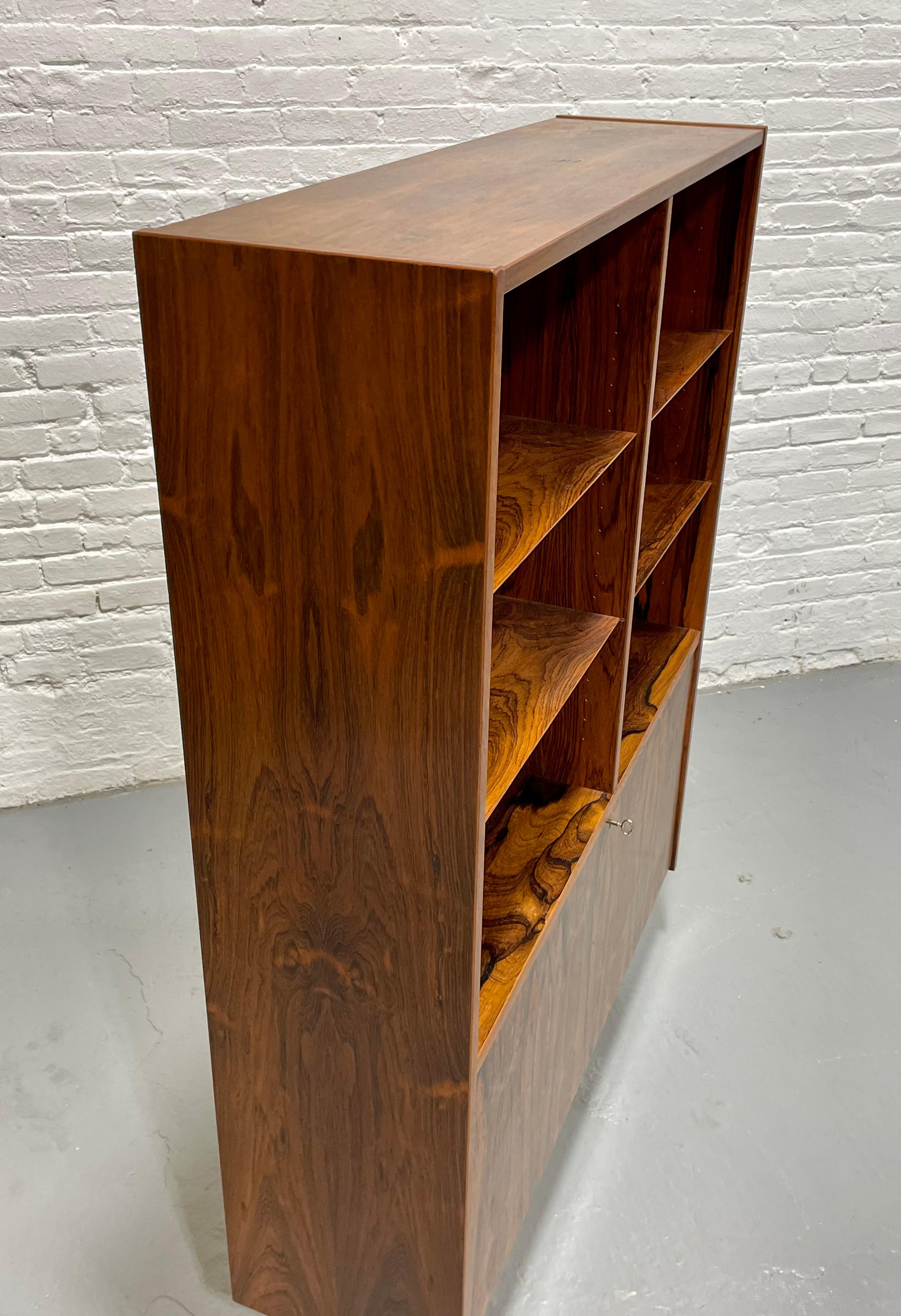 DANISH Mid Century Modern ROSEWOOD BOOKCASE / China Cabinet, c. 1960's For Sale 8