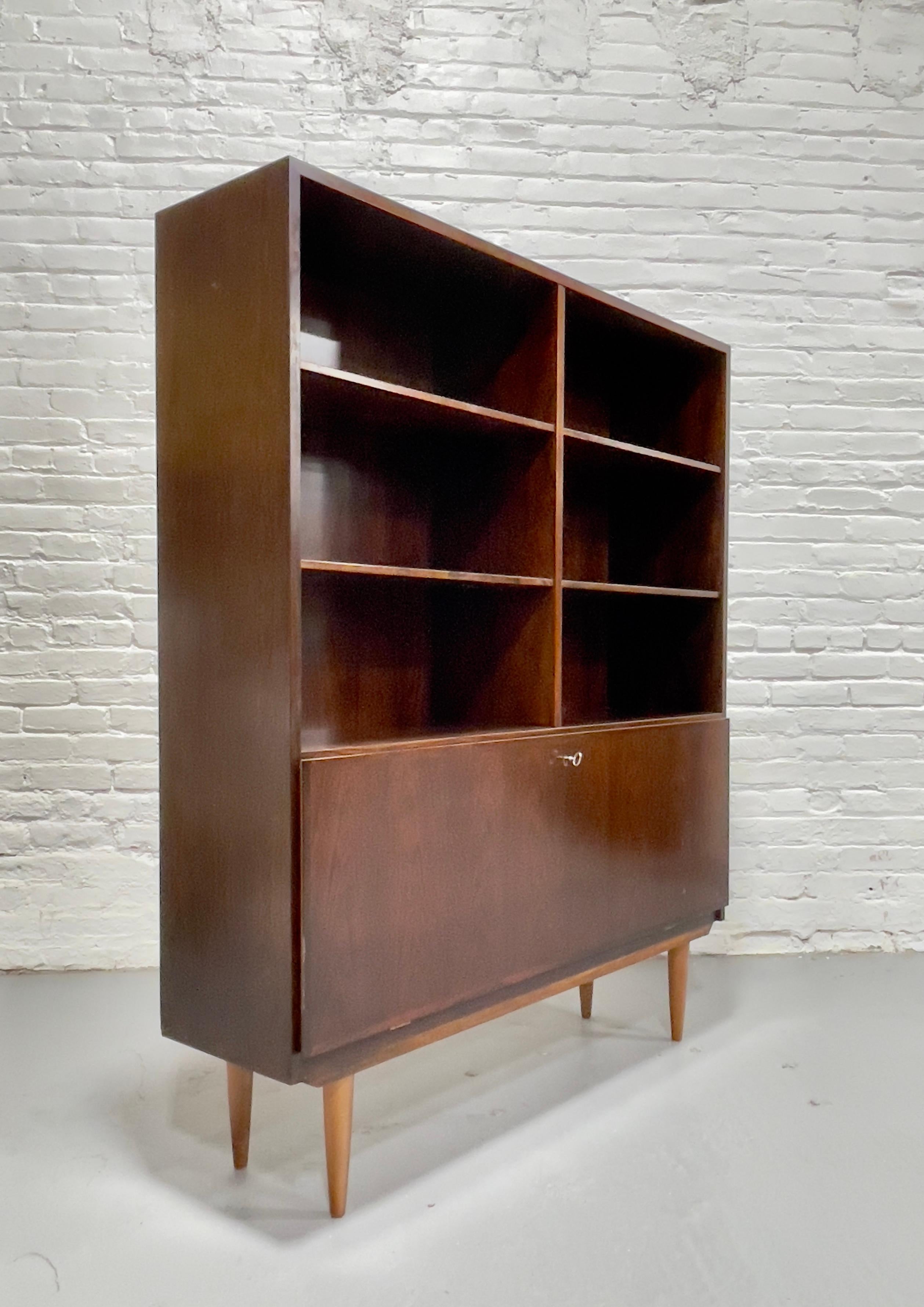 Rosewood DANISH Mid Century Modern ROSEWOOD BOOKCASE / China Cabinet, c. 1960's For Sale