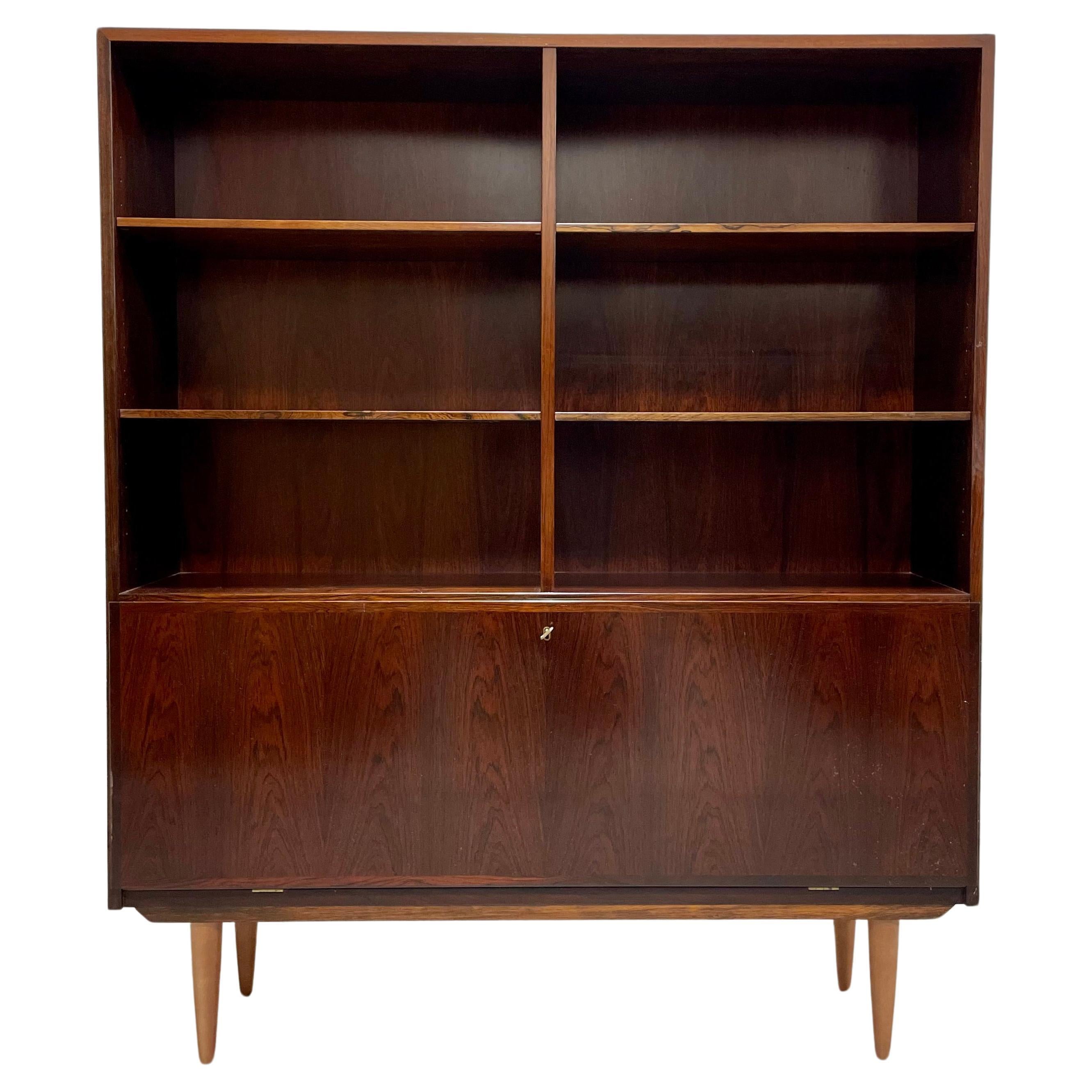 DANISH Mid Century Modern ROSEWOOD BOOKCASE / China Cabinet, c. 1960's For Sale