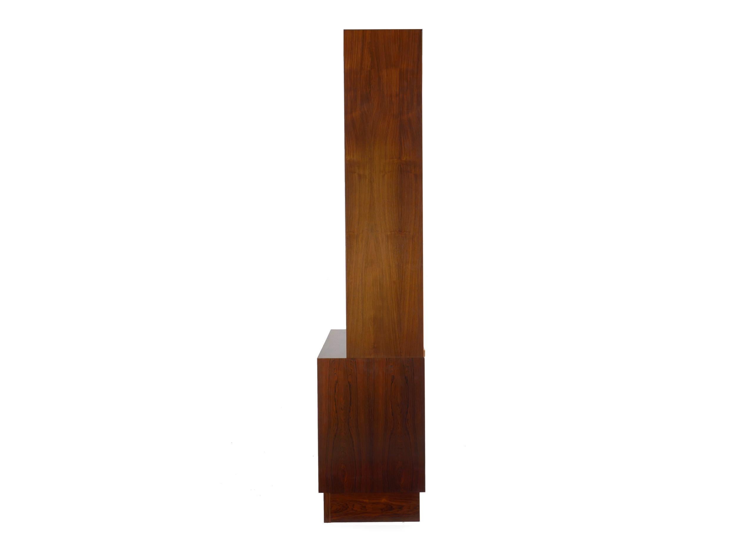 20th Century Danish Mid-Century Modern Rosewood Bookcase over Cabinet by Poul Hundevad