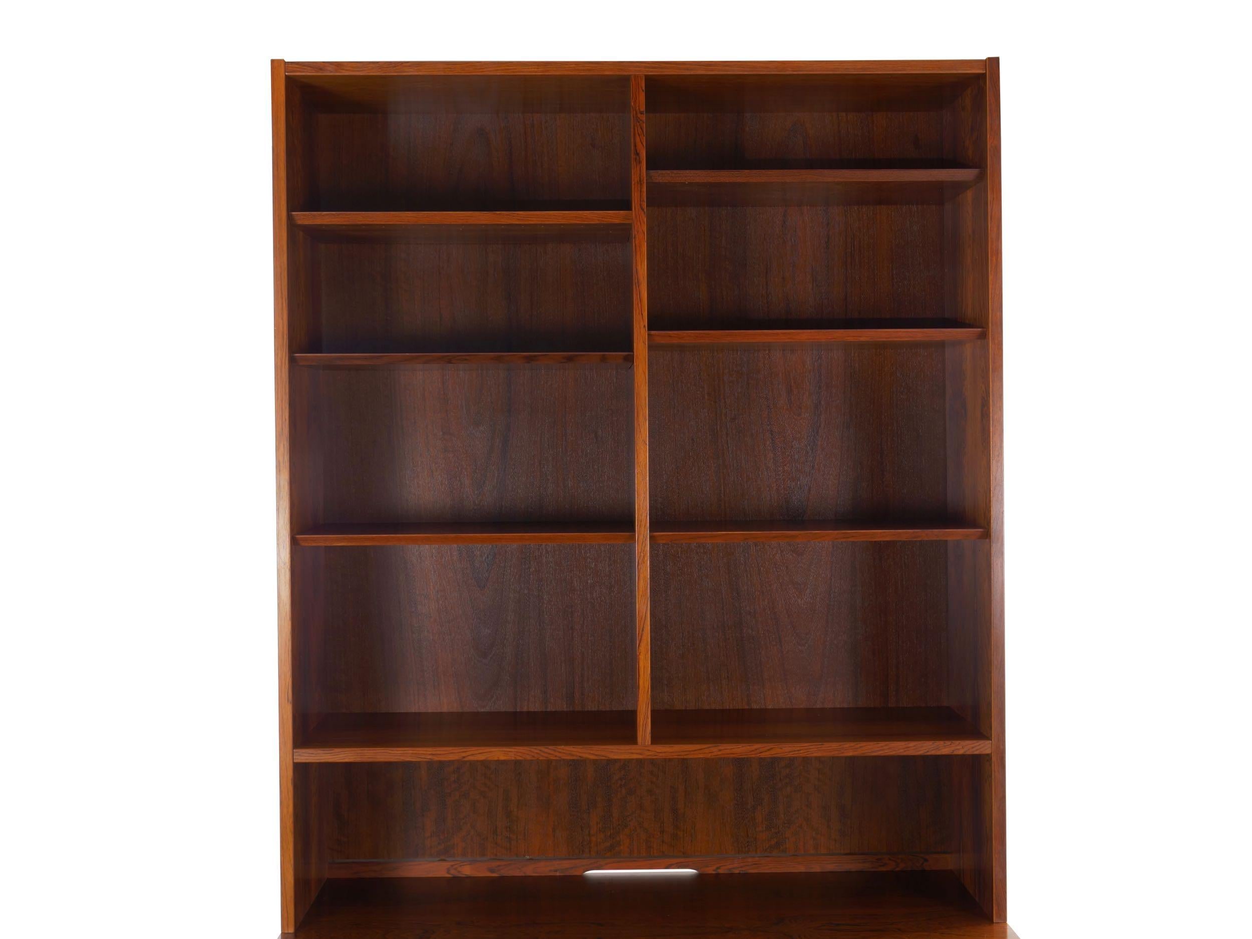 Danish Mid-Century Modern Rosewood Bookcase over Cabinet by Poul Hundevad 1