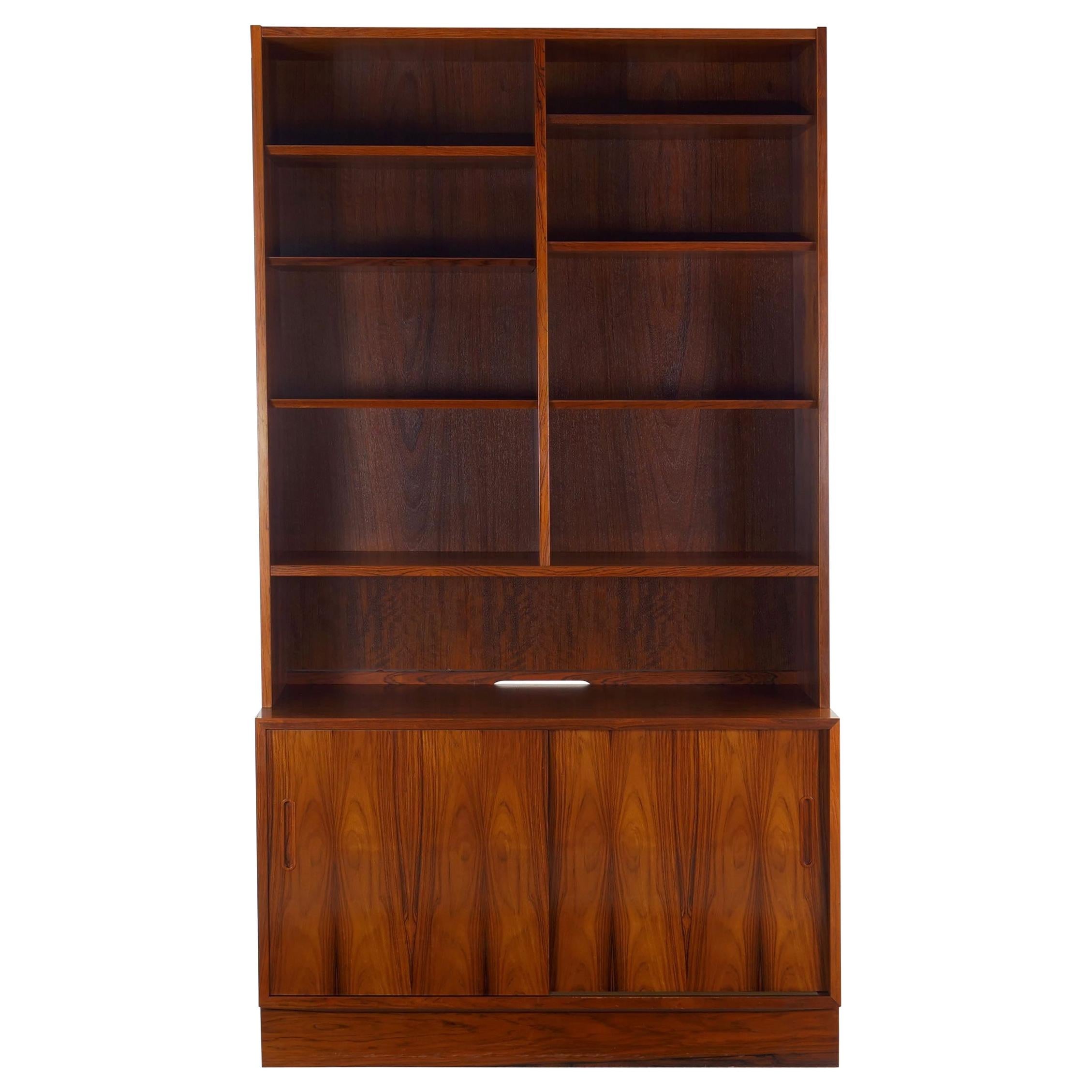 Danish Mid-Century Modern Rosewood Bookcase over Cabinet by Poul Hundevad