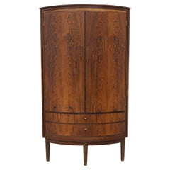 Danish Mid-Century Modern Rosewood Bow Front Corner Cabinet, 1950s.