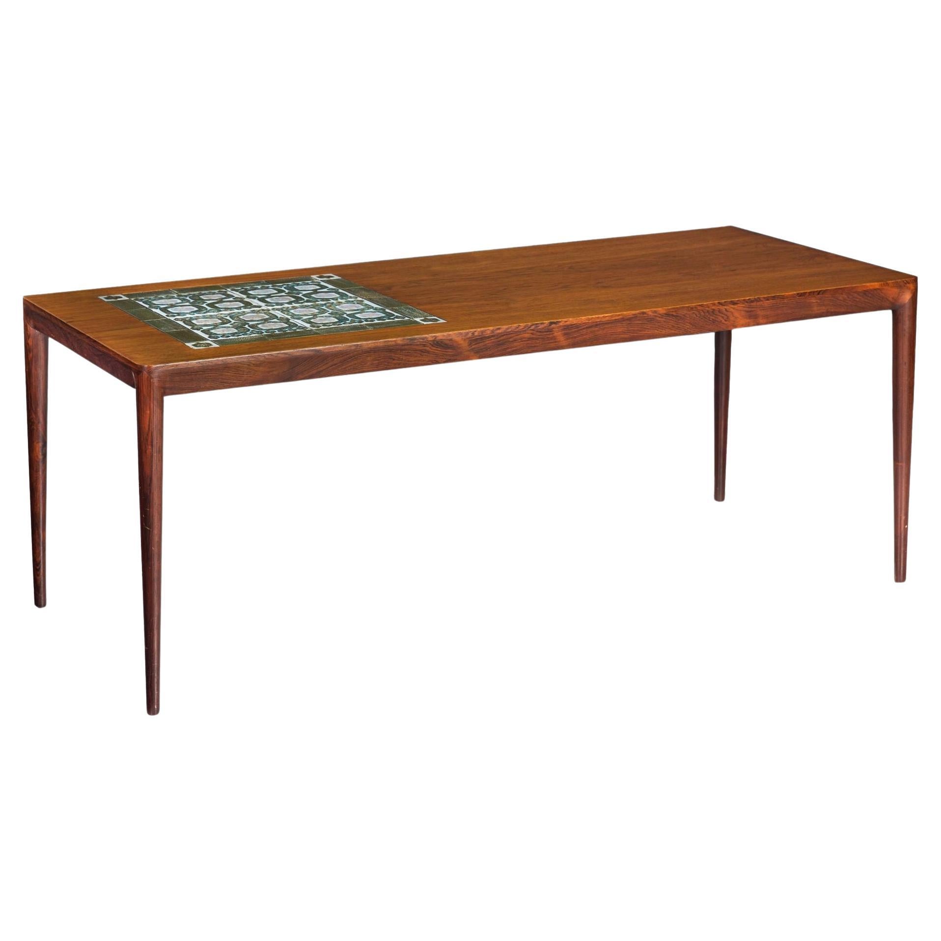 Danish Mid Century Modern Rosewood Coffee Cocktail Table by Severin Hansen Jr. For Sale