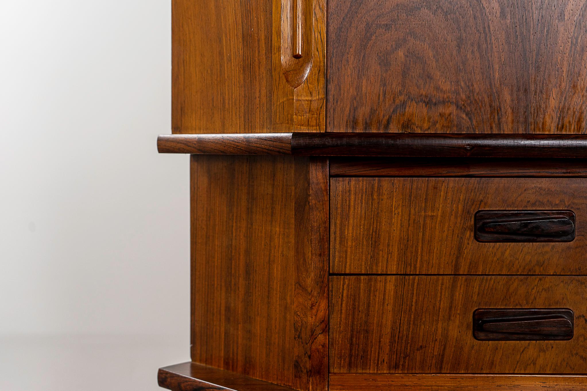Veneer Danish Mid-Century Modern Rosewood Corner Cabinet by Aulum