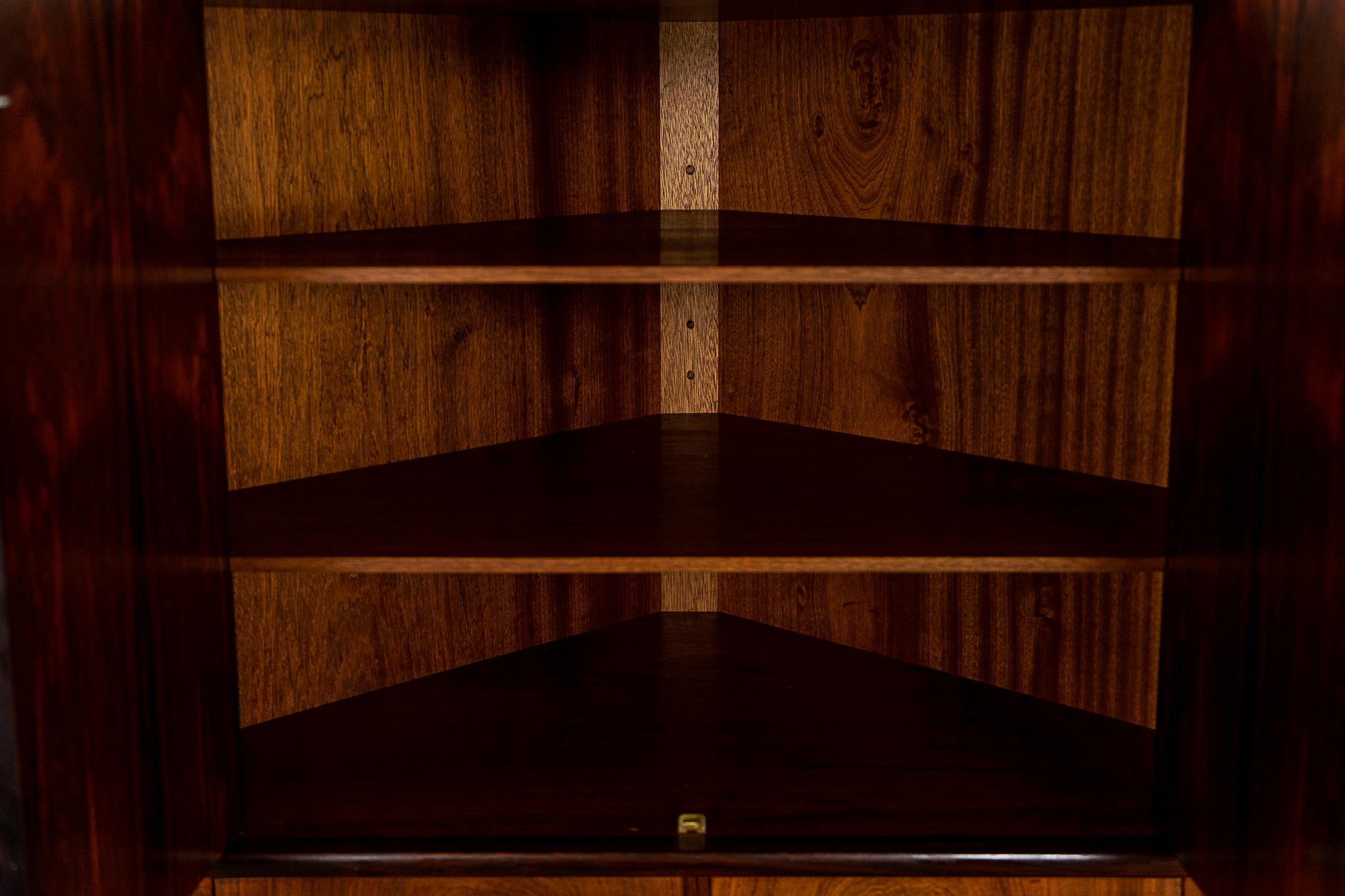 Hardwood Danish Mid-Century Modern Rosewood Corner Cabinet by Aulum