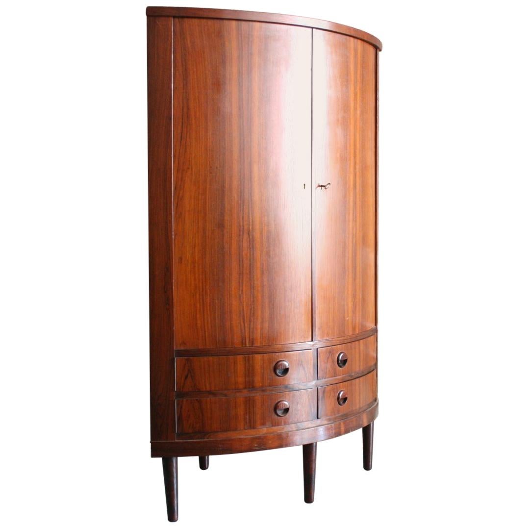 Danish Mid-Century Modern Rosewood Corner Cabinet
