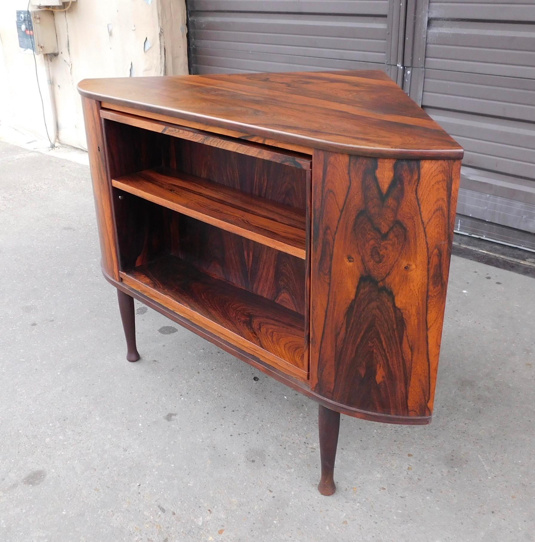 Mid-20th Century Danish Mid-Century Modern Rosewood Corner Dry Bar and Bookcase, circa 1960 For Sale