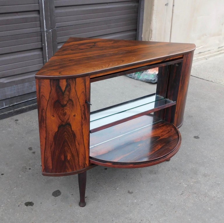 Danish MidCentury Modern Rosewood Corner Dry Bar and Bookcase, circa 1960 For Sale at 1stDibs