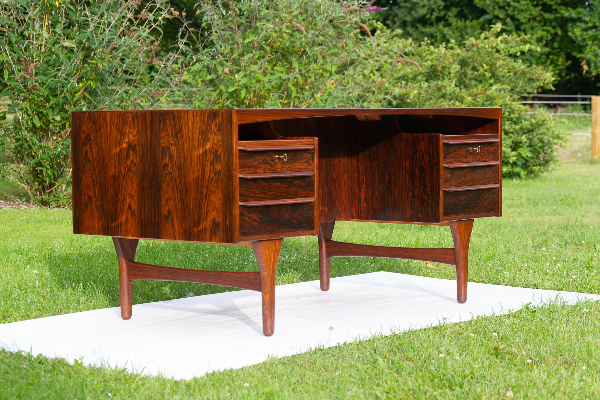 Veneer Danish Mid-Century Modern Rosewood Desk by Valdemar Mortensen, 1960s