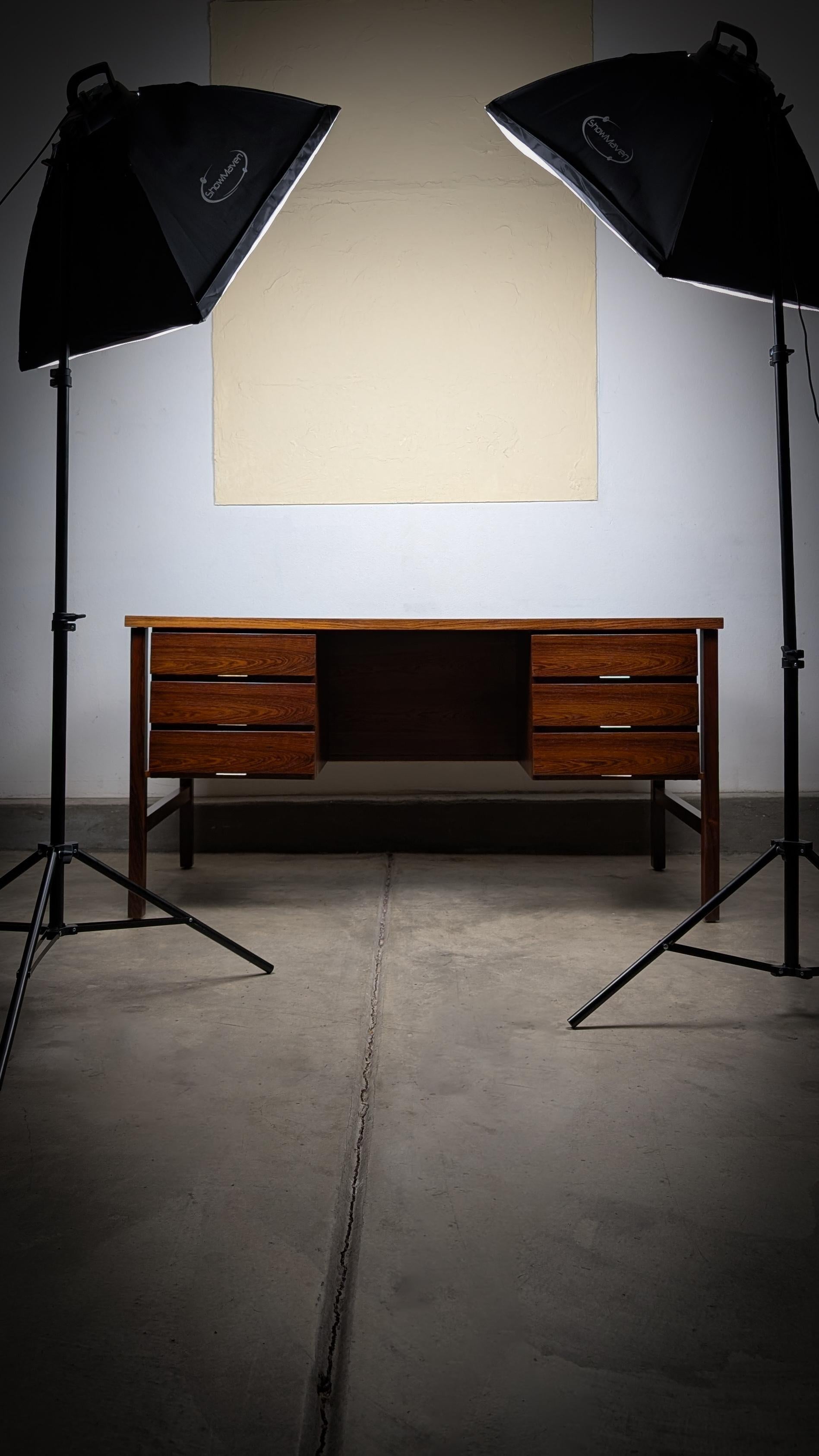 Danish Mid Century Modern Rosewood Desk, c1970s For Sale 15