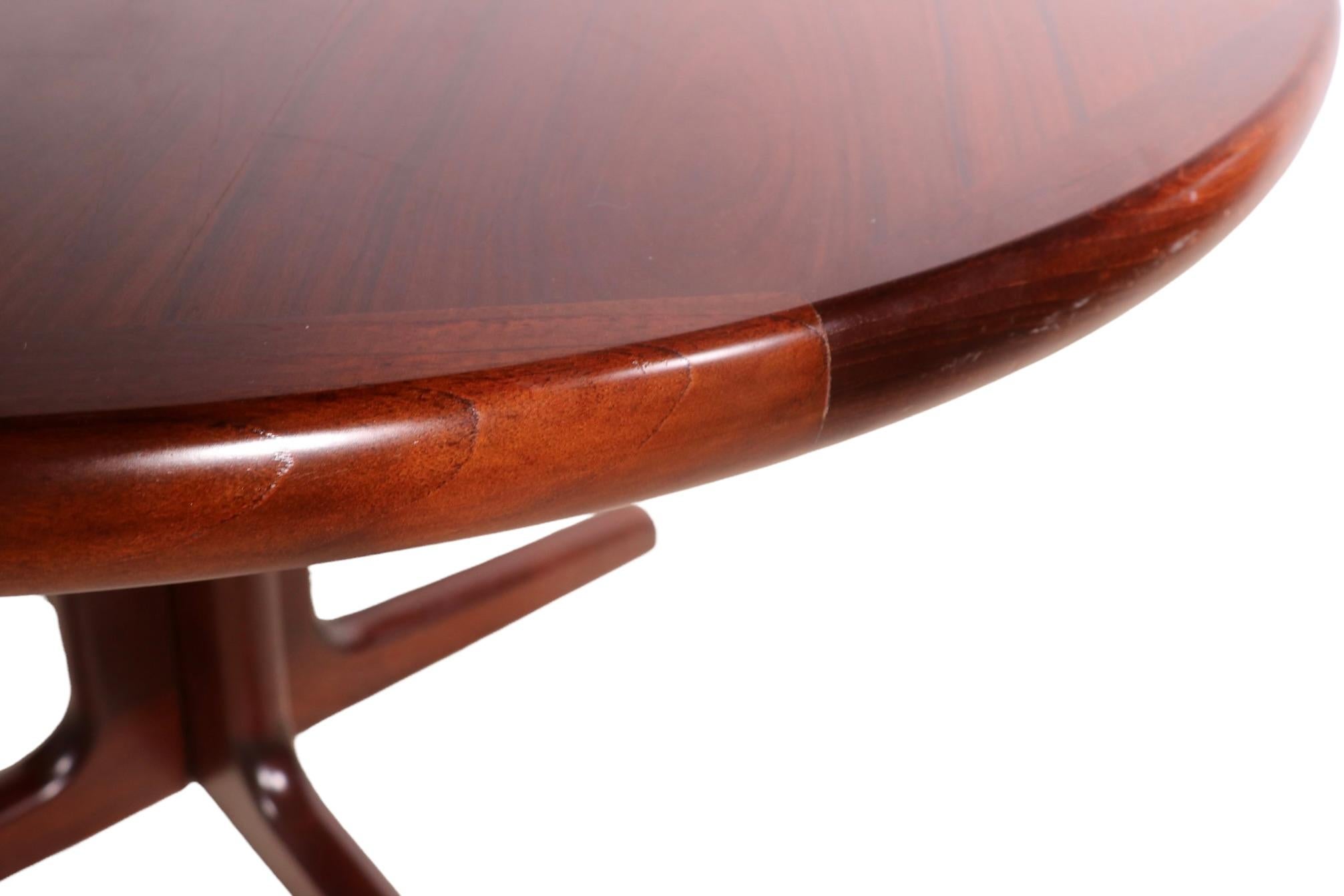 Danish Mid-Century Modern Rosewood Dining Table w 2 lvs. by Skovby 5