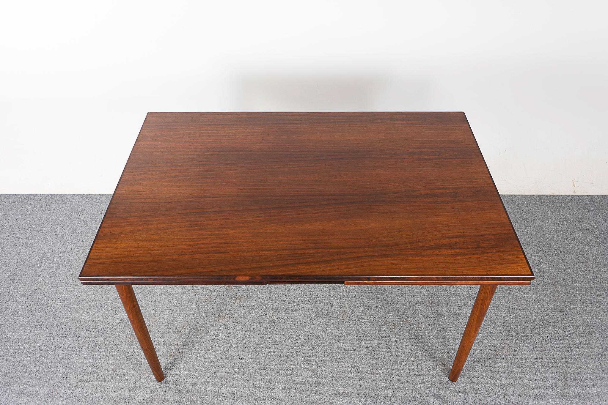 Veneer Danish Mid-Century Modern Rosewood Draw Leaf Dining Table For Sale