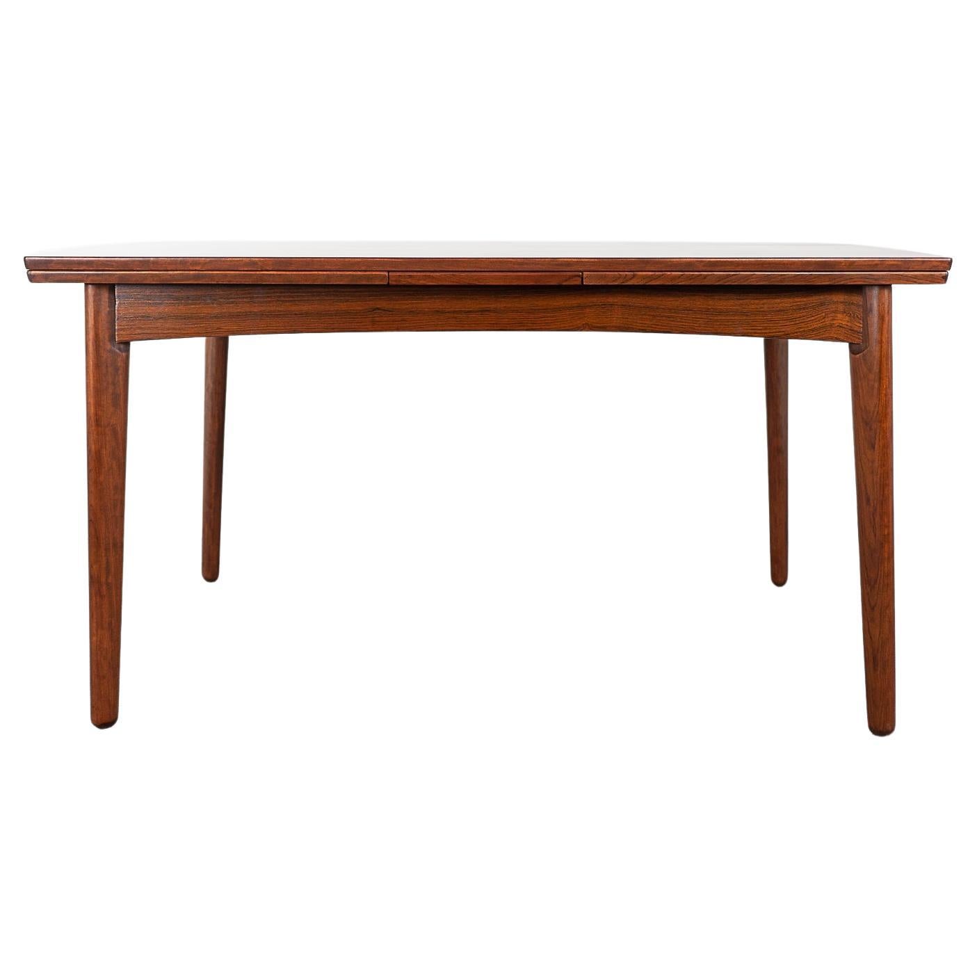 Danish Mid-Century Modern Rosewood Draw Leaf Dining Table For Sale