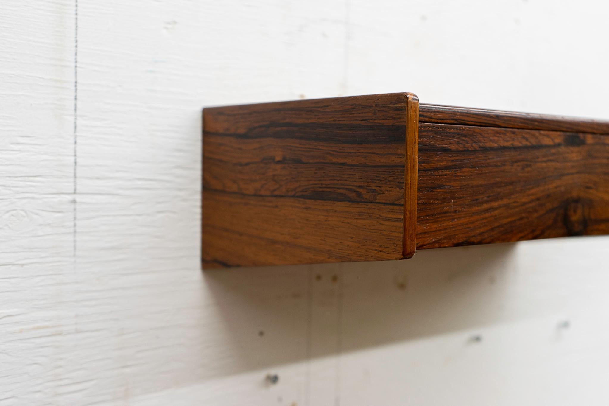 Veneer Danish Mid-Century Modern Rosewood Floating Nightstand/Shelf 