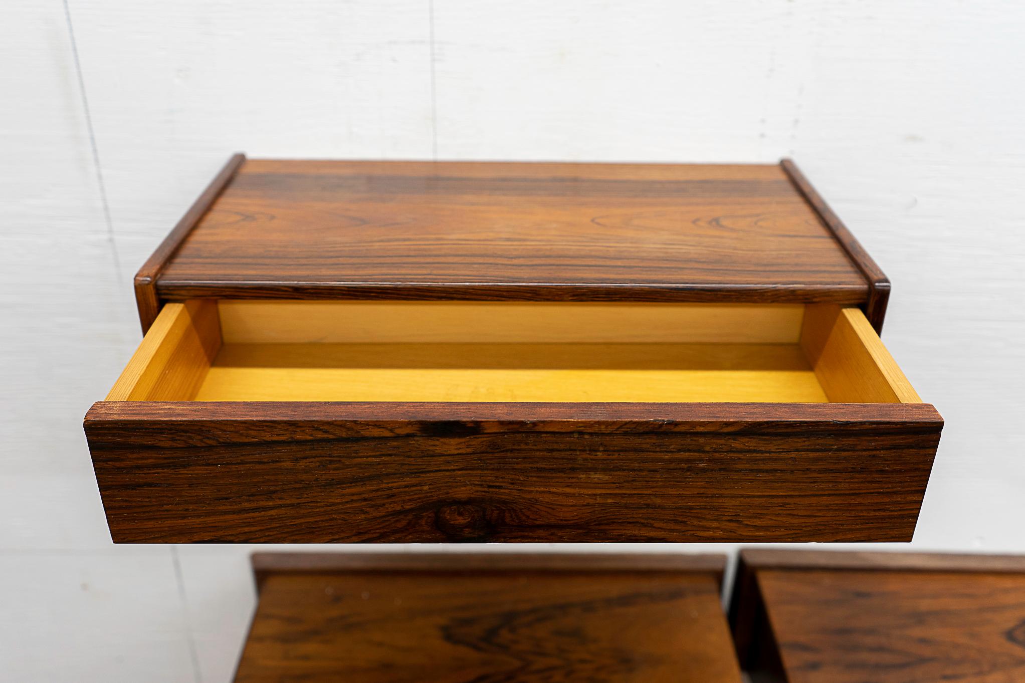 Hardwood Danish Mid-Century Modern Rosewood Floating Nightstand/Shelf  For Sale