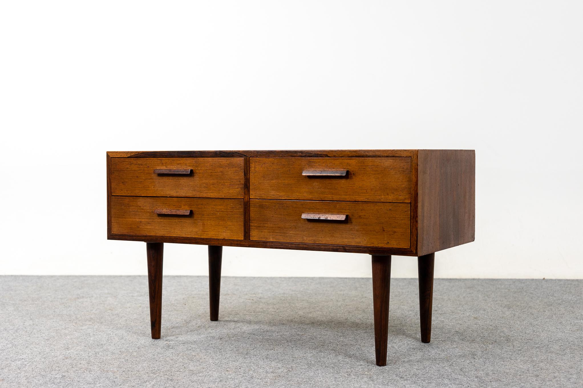 Veneer Danish Mid-Century Modern Rosewood Four Drawer Bedside Table For Sale