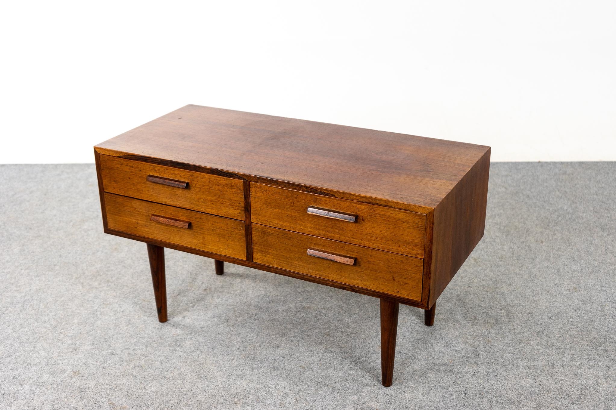 Hardwood Danish Mid-Century Modern Rosewood Four Drawer Bedside Table For Sale