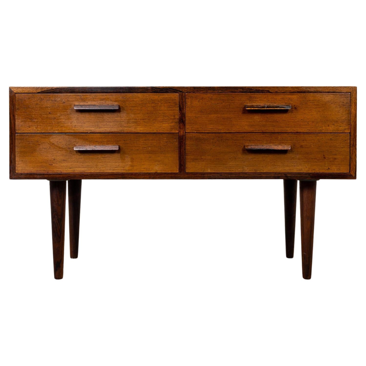 Danish Mid-Century Modern Rosewood Four Drawer Bedside Table