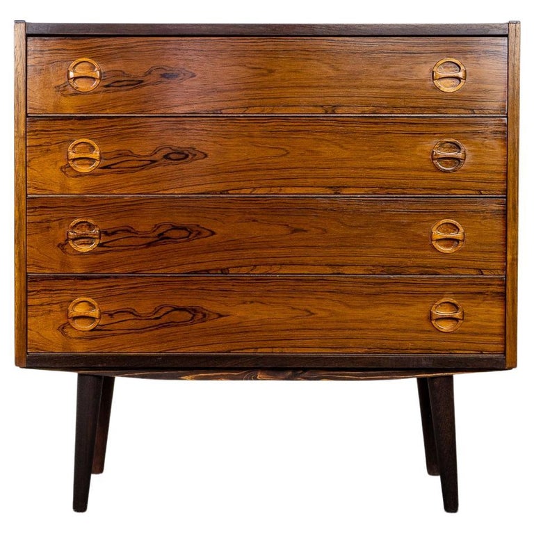 Danish MidCentury Modern Rosewood Four Drawer Dresser For Sale at 1stDibs
