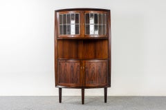 Danish Mid-Century Modern Rosewood & Glass Corner Cabinet
