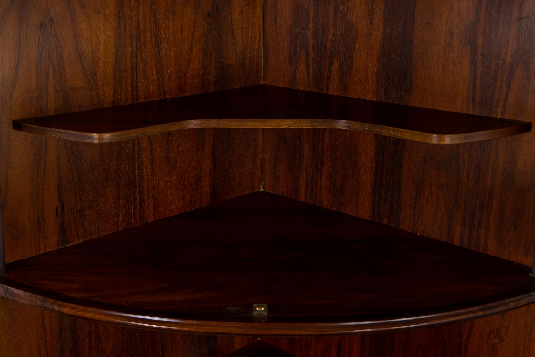 Veneer Danish Mid-Century Modern Rosewood & Glass Corner Cabinet