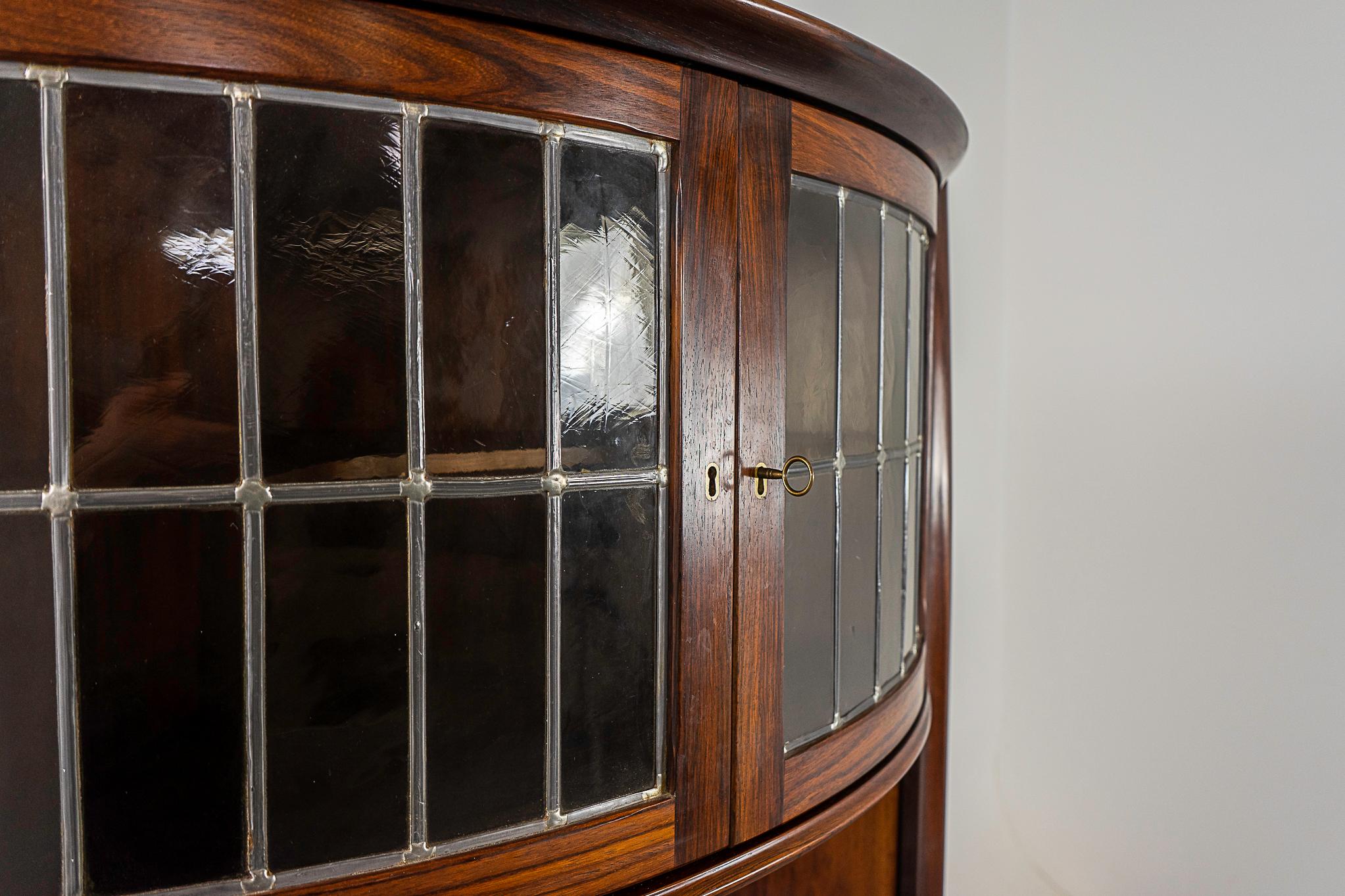 Danish Mid-Century Modern Rosewood & Glass Corner Cabinet 1