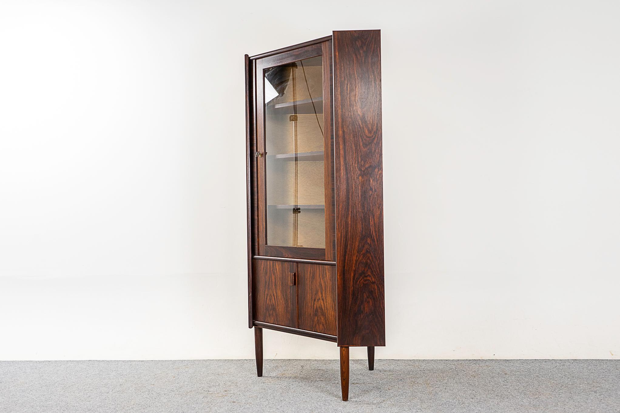 Mid-20th Century Danish Mid-Century Modern Rosewood & Glass Corner Cabinet For Sale