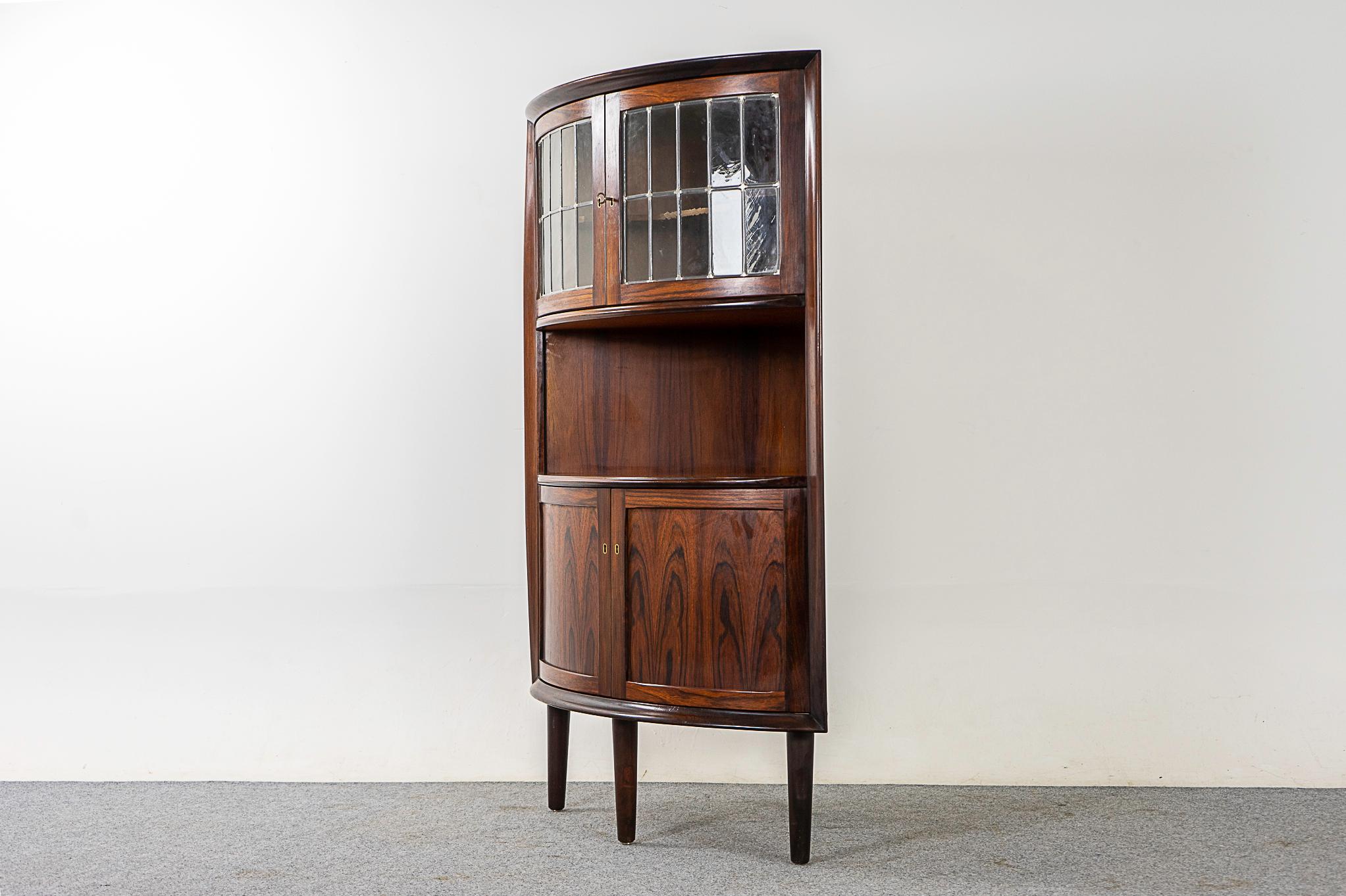 Danish Mid-Century Modern Rosewood & Glass Corner Cabinet 2