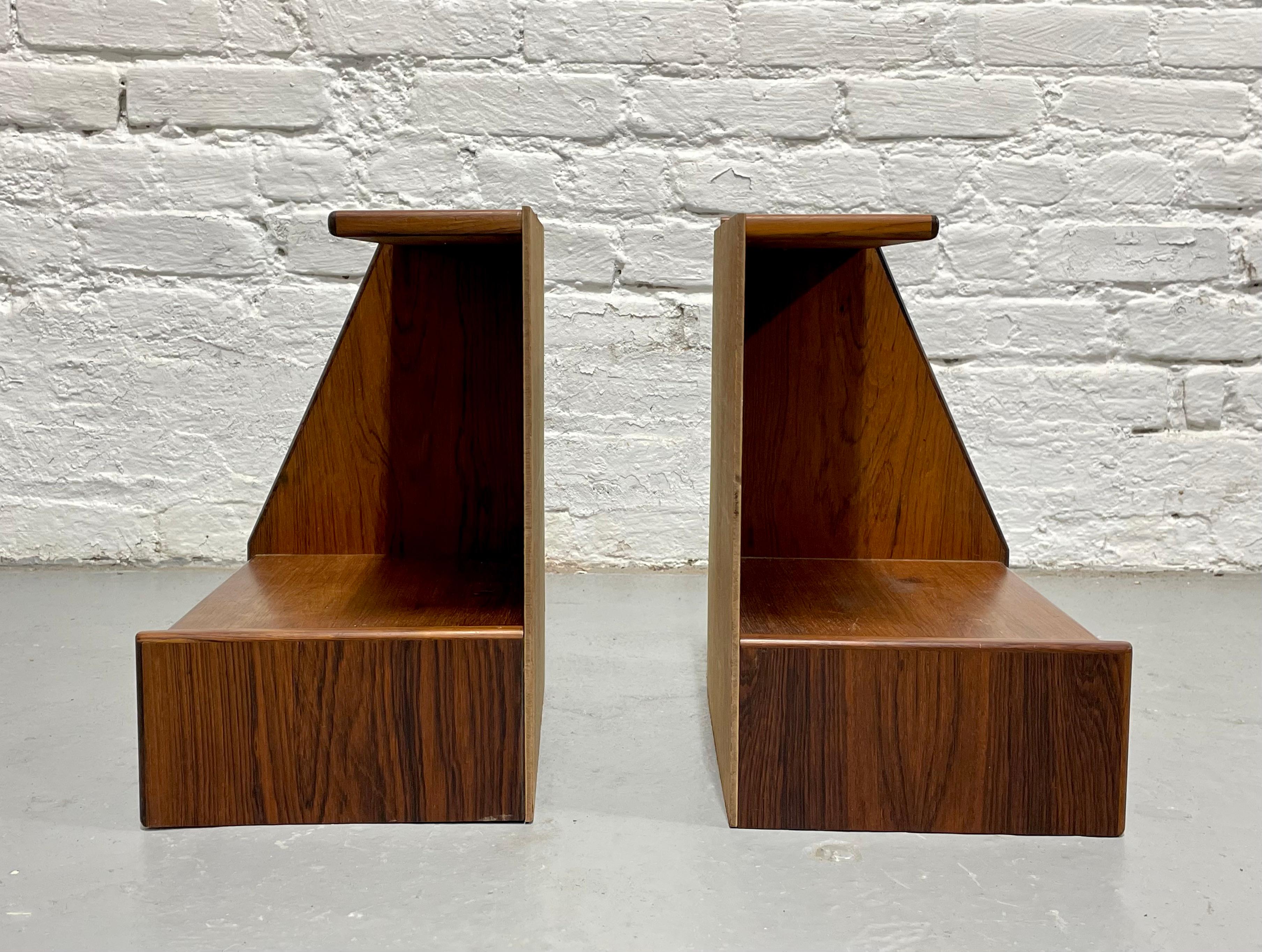 DANISH Mid Century Modern ROSEWOOD Hanging NIGHTSTANDS / Bedside Tables, c. 1950 For Sale 6