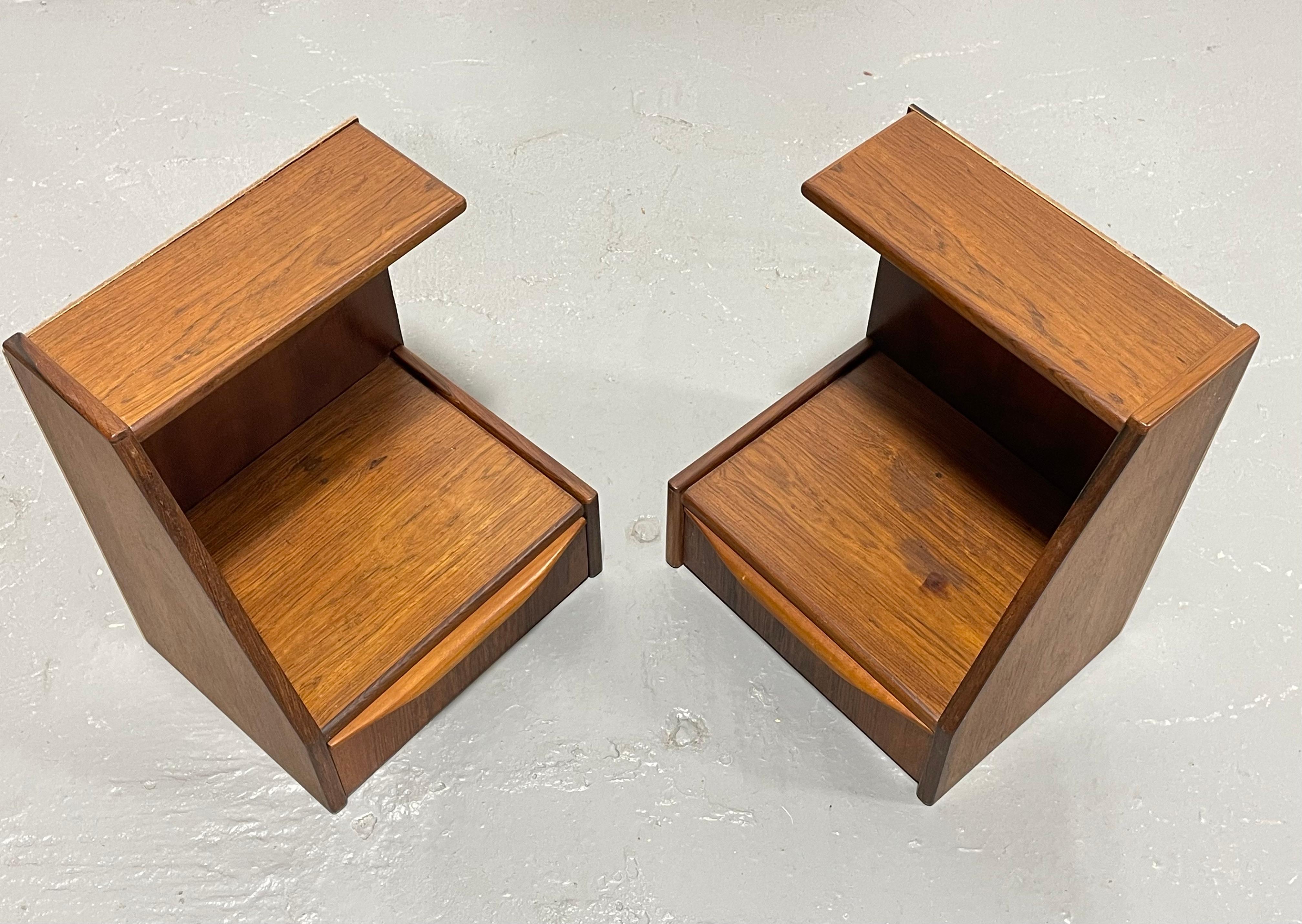 DANISH Mid Century Modern ROSEWOOD Hanging NIGHTSTANDS / Bedside Tables, c. 1950 For Sale 7