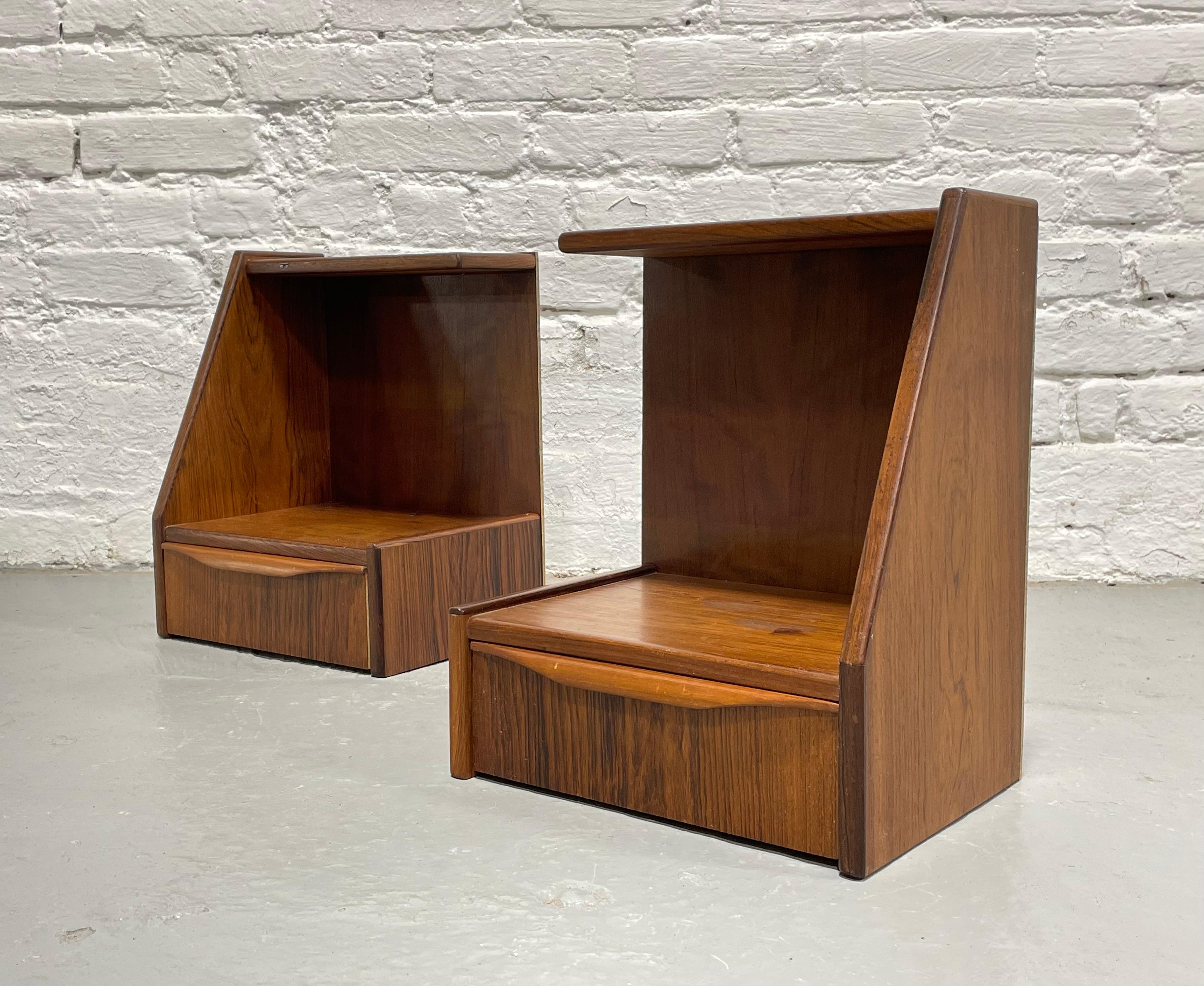 Mid-Century Modern DANISH Mid Century Modern ROSEWOOD Hanging NIGHTSTANDS / Bedside Tables, c. 1950 For Sale