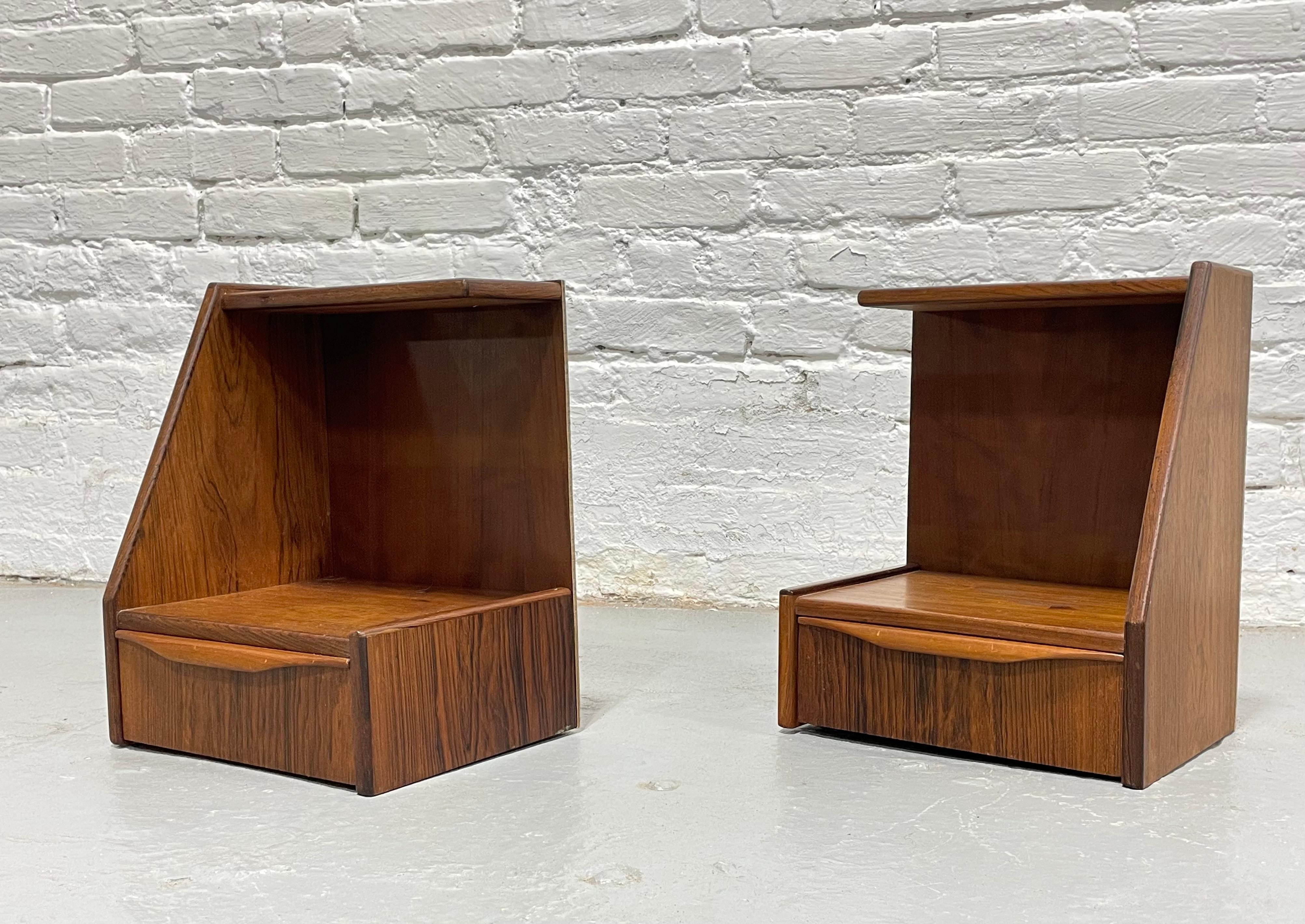 Rosewood DANISH Mid Century Modern ROSEWOOD Hanging NIGHTSTANDS / Bedside Tables, c. 1950 For Sale