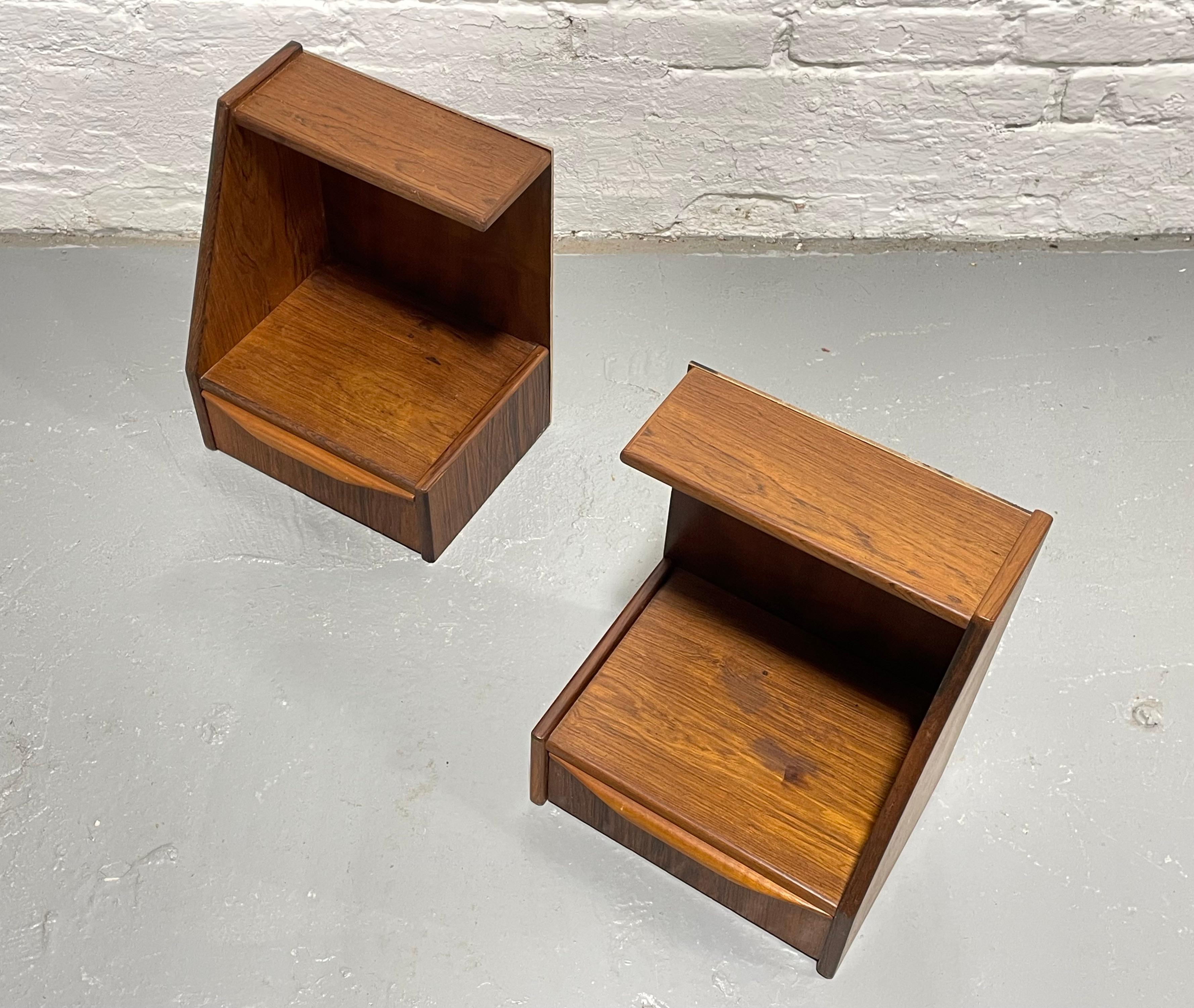 DANISH Mid Century Modern ROSEWOOD Hanging NIGHTSTANDS / Bedside Tables, c. 1950 For Sale 2