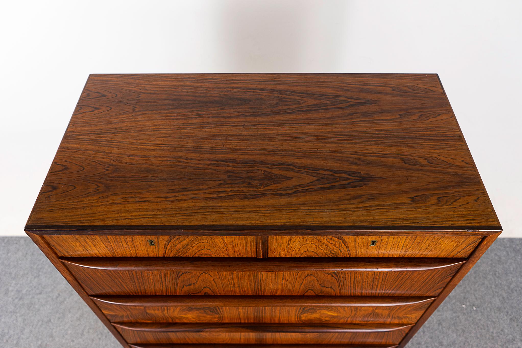 Danish Mid-Century Modern Rosewood Highboy Dresser In Good Condition In VANCOUVER, CA