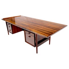 Danish Mid-Century Modern Rosewood Large Oversize Executive Desk Writing Table