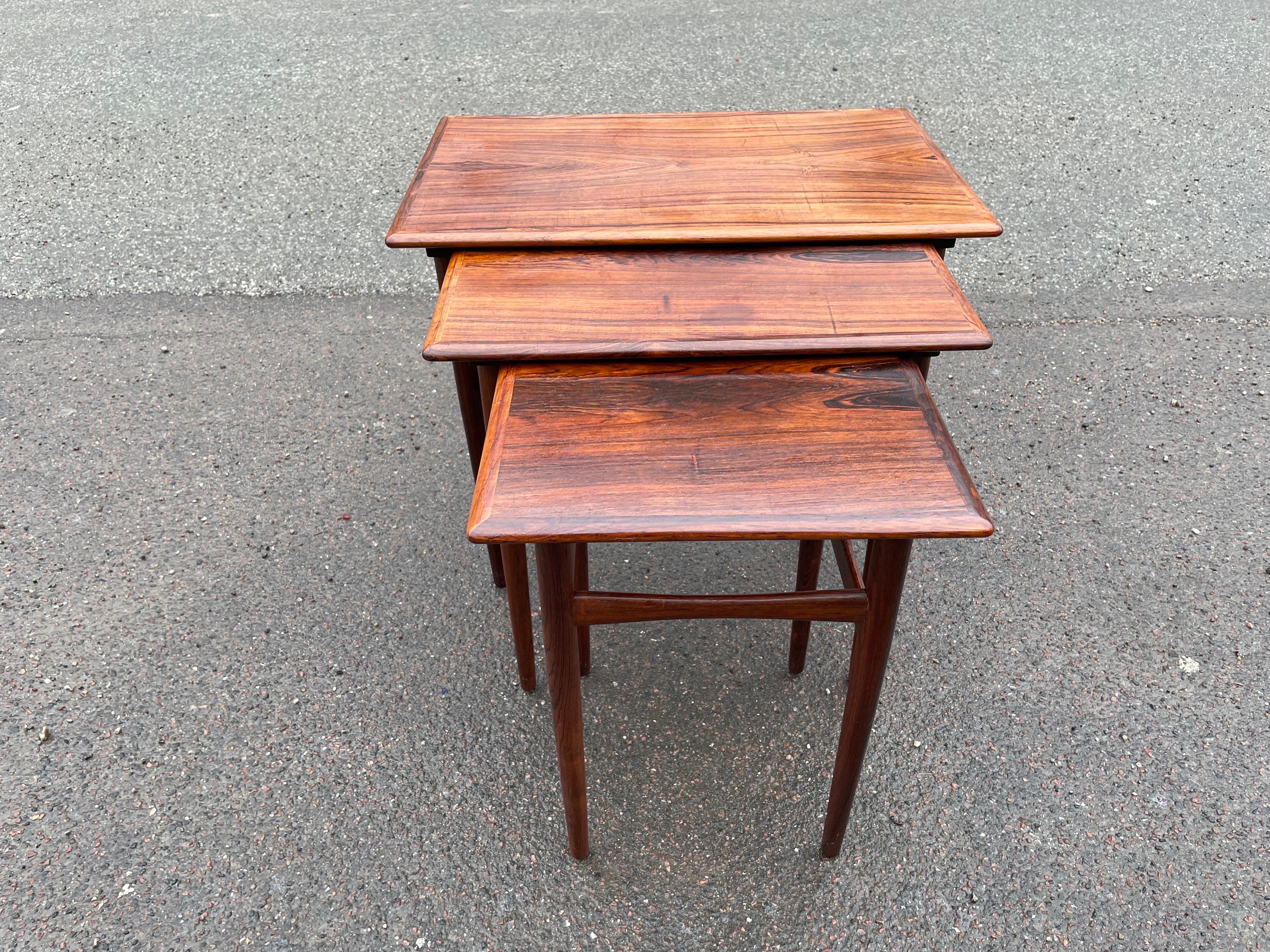 Danish Mid-Century Modern Rosewood Nesting Tables from the 1960’s 1