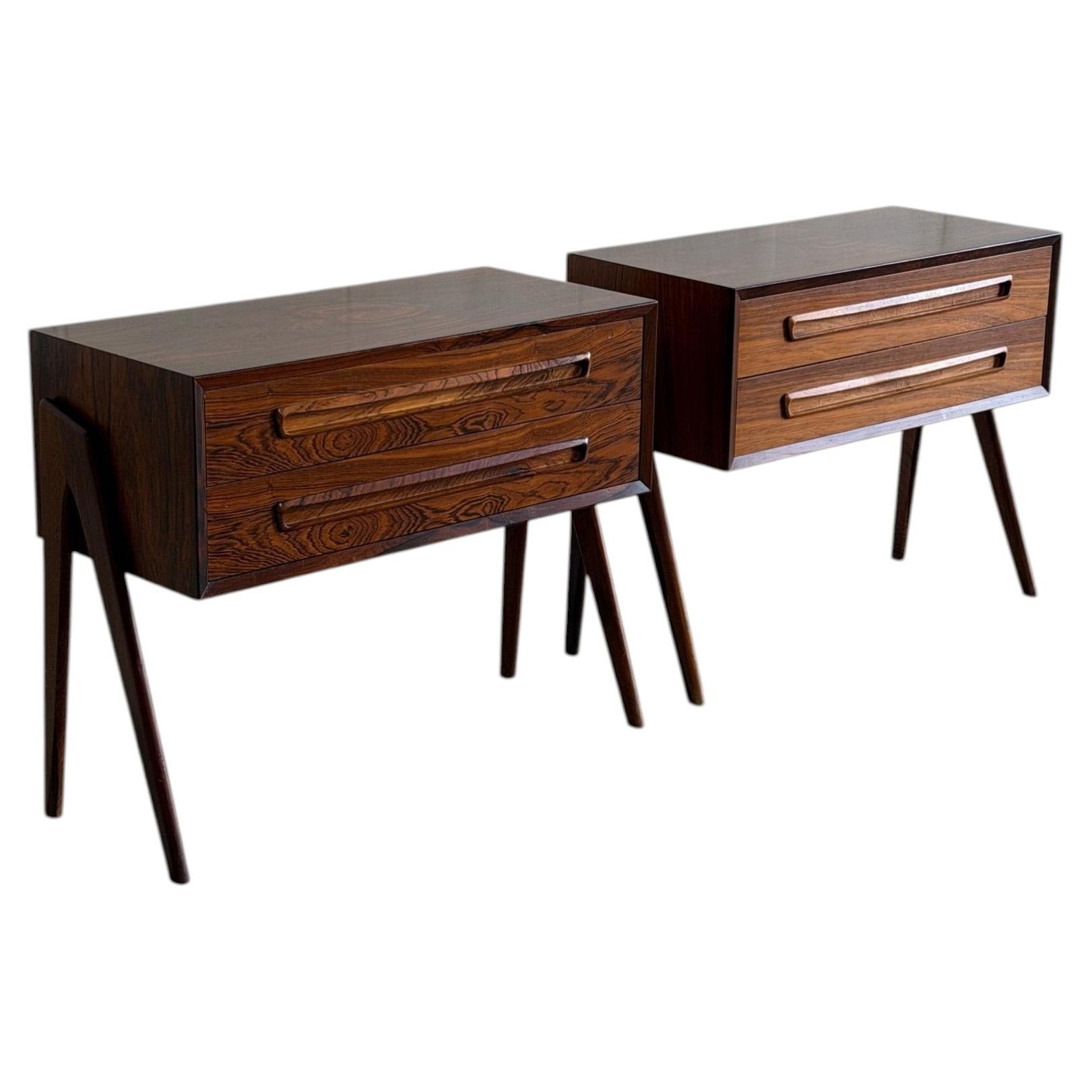 Danish Mid-Century Modern Rosewood Nightstands by AP Møbler Svenstrup Pair 1960s